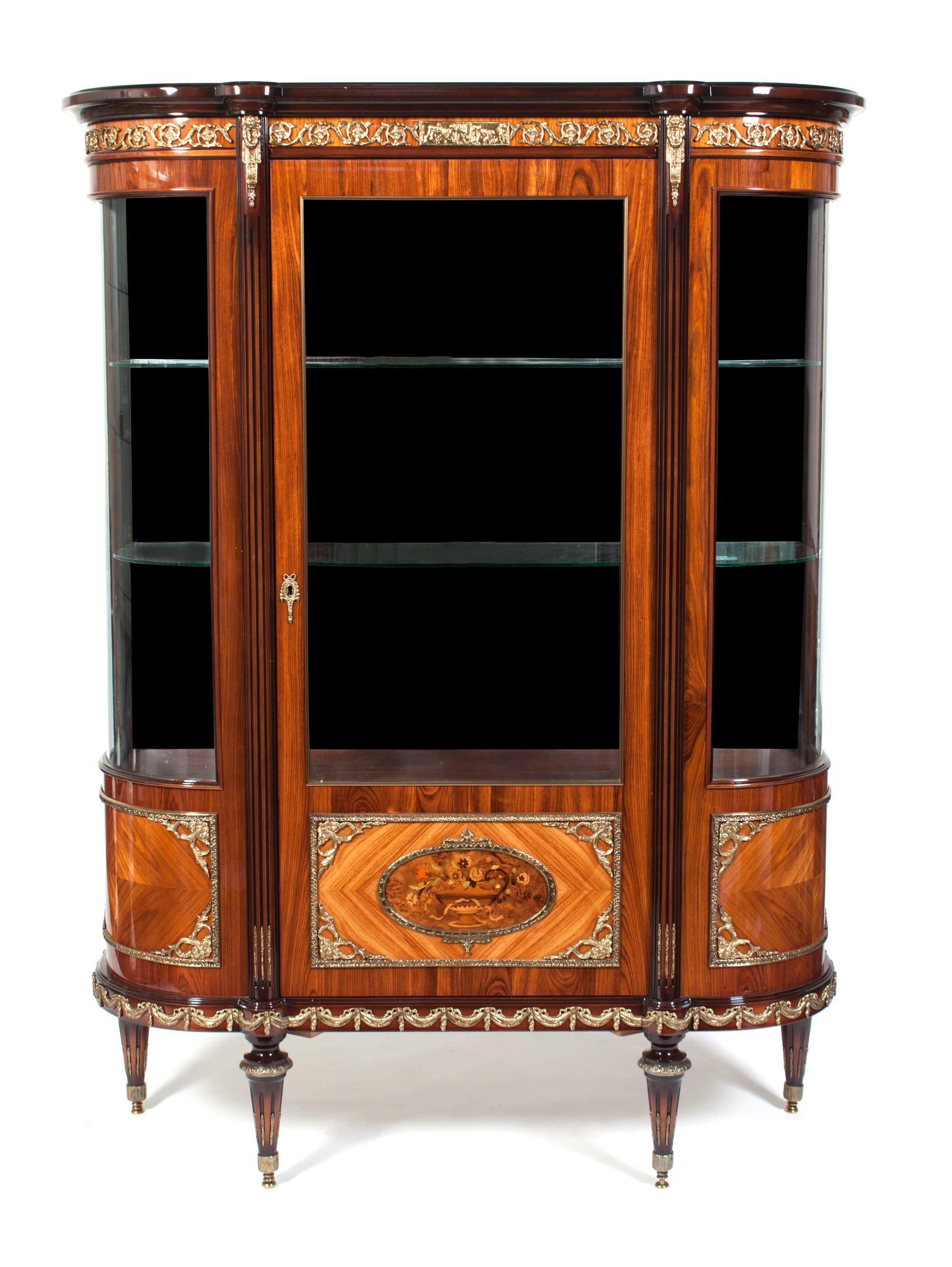 A Louis XVI Style Gilt Metal Mounted Vitrine, J.P. Ehalt Height 71 x width 50 x depth 15 1/2 inches. — SECOND HALF 20TH CENTURY