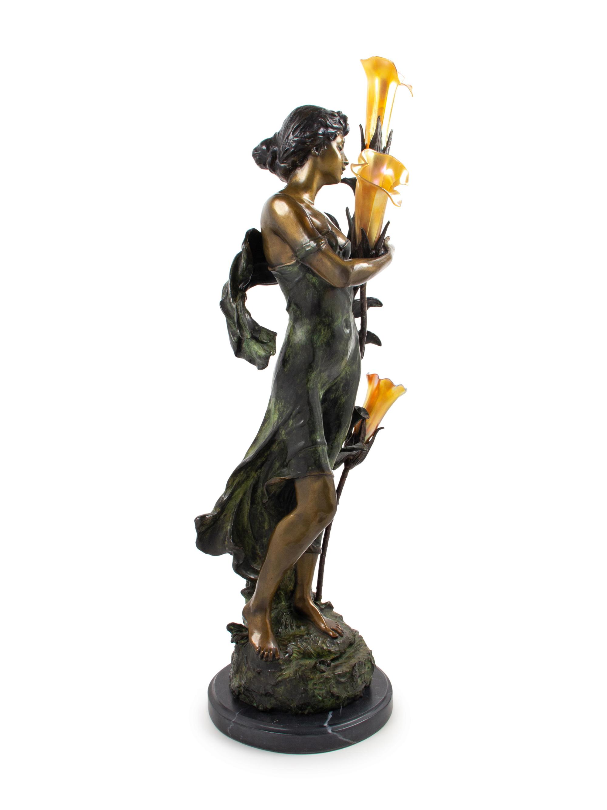 A French Bronze Newel Post Lamp