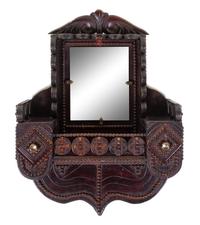 A Tramp Art Hanging Shelf Height 28 x width 20 x depth 9 inches. — CIRCA 1930