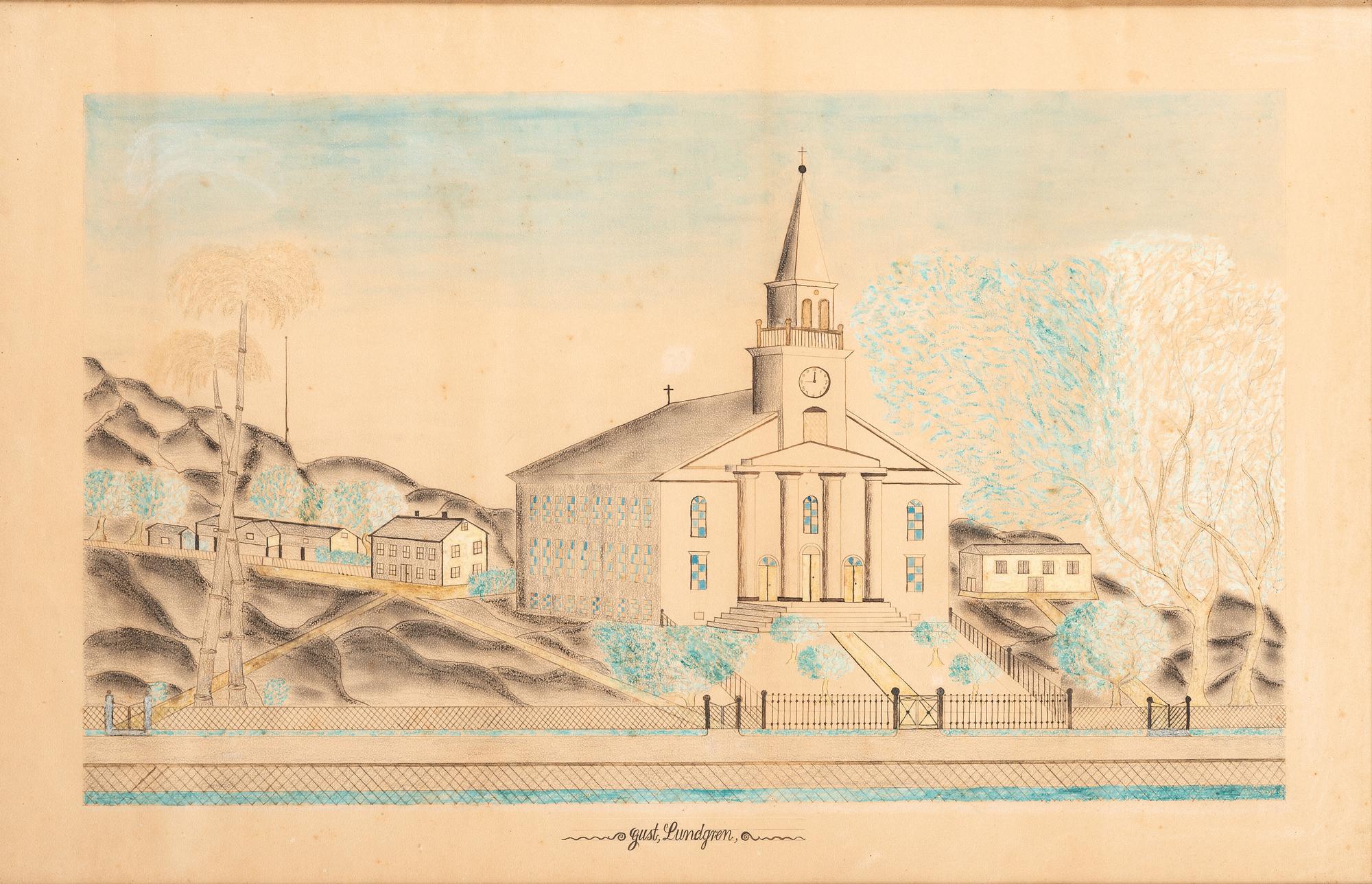 A Folk Art Drawing of a Church