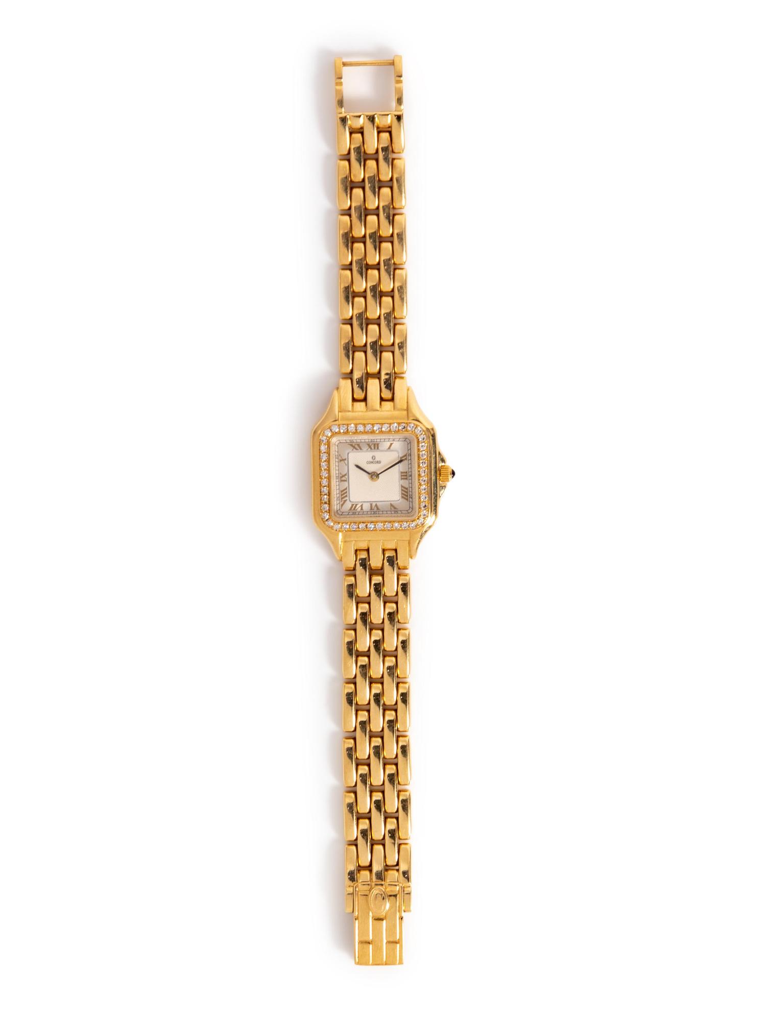 A 14 Karat Yellow Gold and Diamond Wristwatch, Concord,
