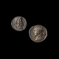 [ANCIENTS] ROMAN REPUBLIC. Q. Cassius Longinus (c. 55 BC). Ar Denarii; Two Coins . one example referring to the trail of two Vestal Vrigins, the other example commemorating the passage of the Lex Cassia (4.0 g, 20mm and 4.0 g, 17 mm) .