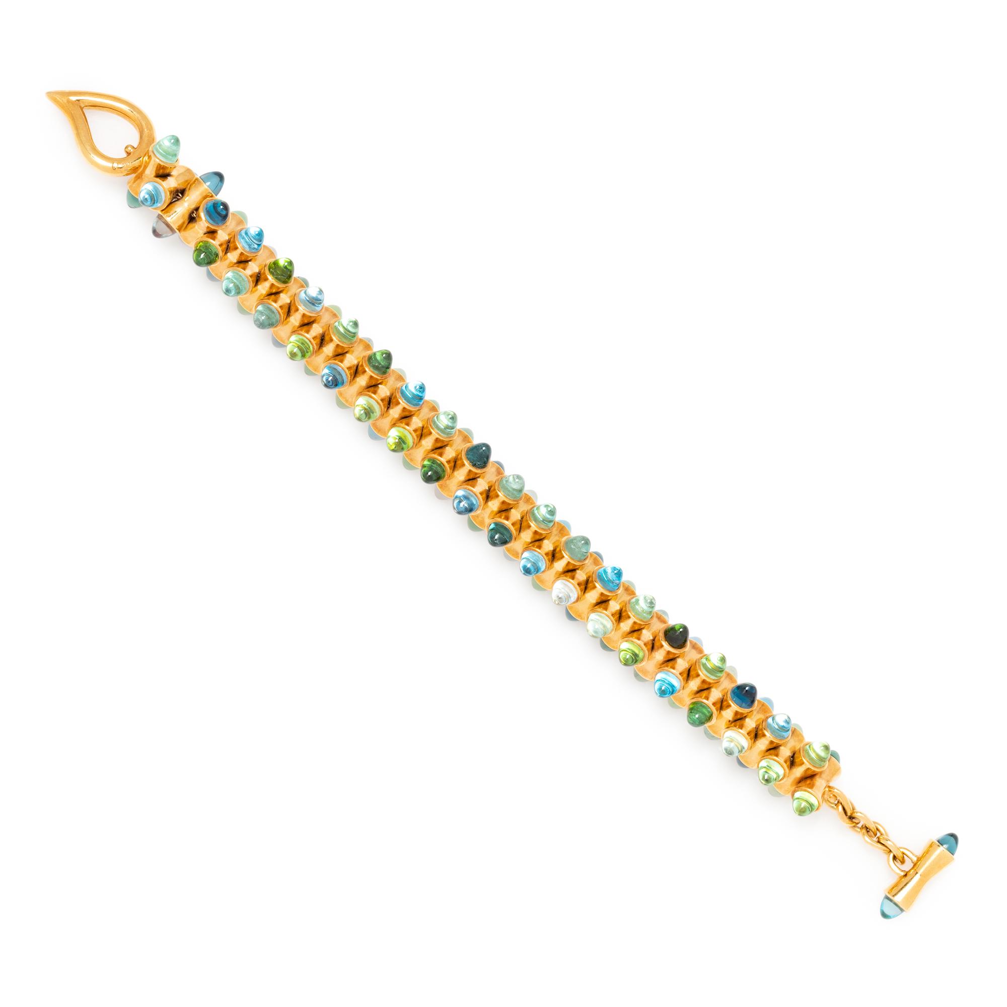 TAMARA COMOLLI, YELLOW GOLD AND TOURMALINE BRACELET