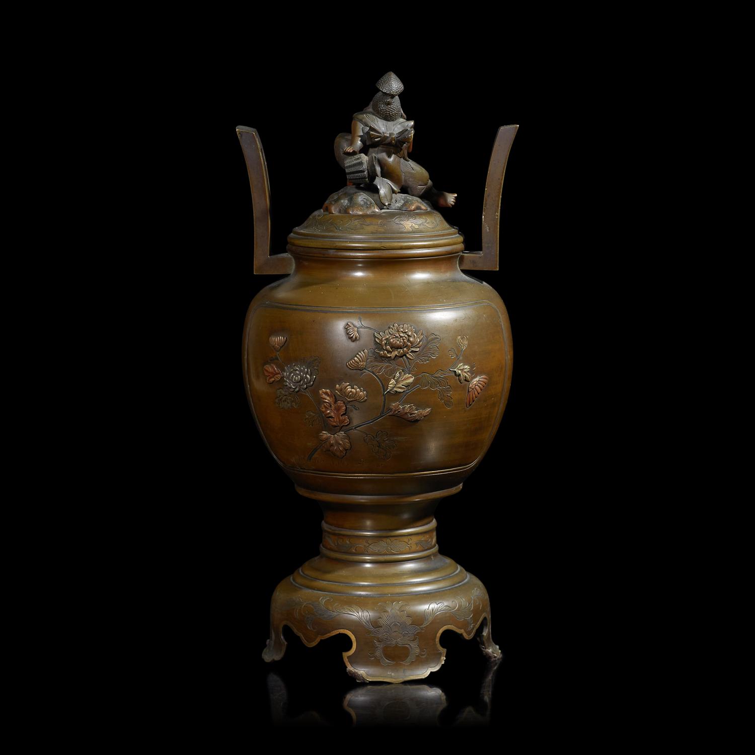 A Japanese Mixed-Metal 'Rooster' Censer, Late Meiji Period