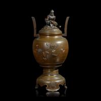 A Japanese Mixed-Metal 'Rooster' Censer, Late Meiji Period