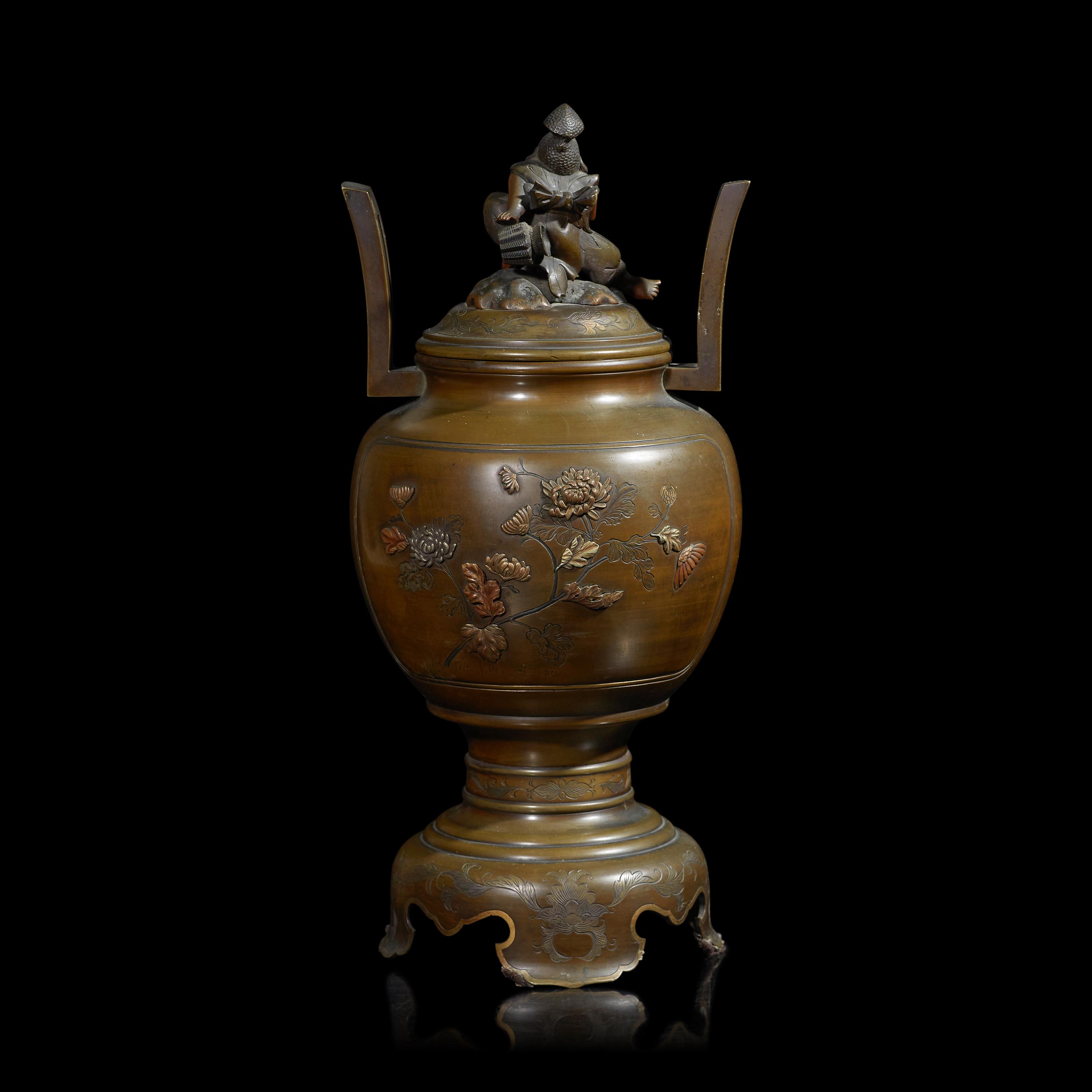 A Japanese Mixed-Metal 'Rooster' Censer, Late Meiji Period