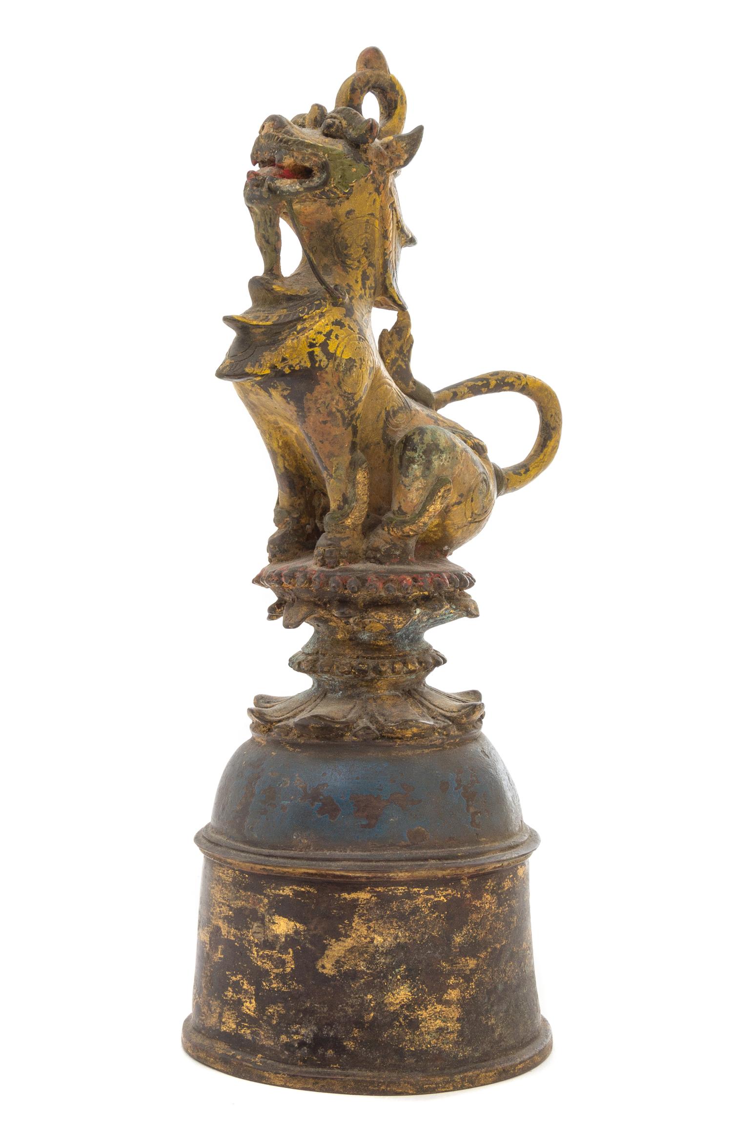 A Burmese Polychrome Painted Bronze Bell Height 9 1/2 inches. — 18TH/19TH CENTURY