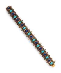 TURQUOISE, LAPIS LAZULI, EMERALD, RUBY, AND DIAMOND BRACELET