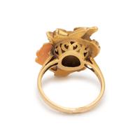 ANTIQUE, YELLOW GOLD, CAMEO AND DIAMOND RING