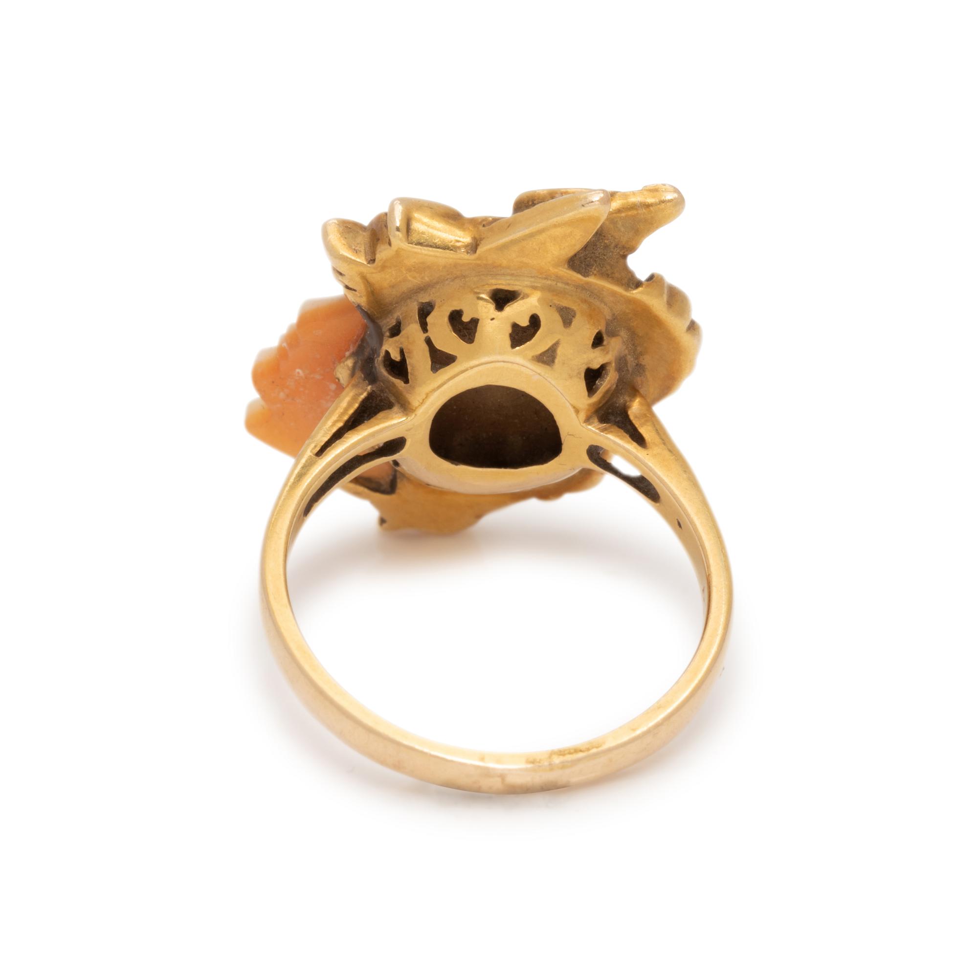 ANTIQUE, YELLOW GOLD, CAMEO AND DIAMOND RING
