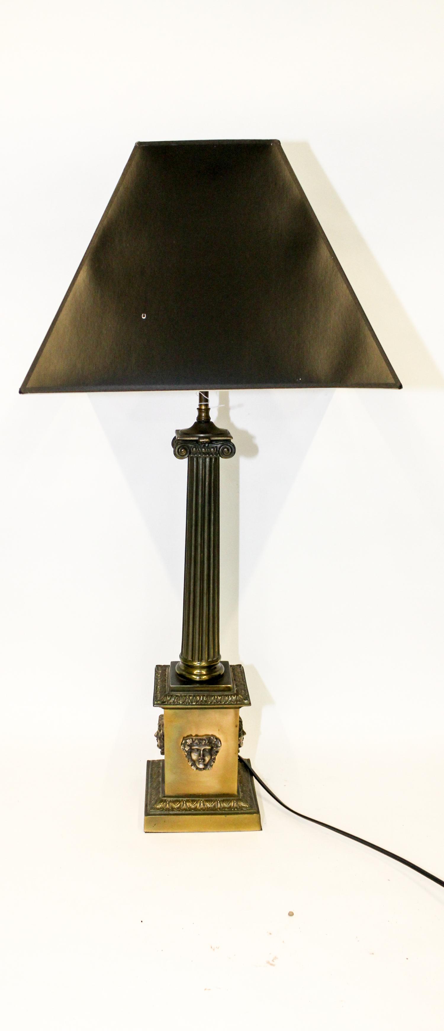 A Bronze Table Lamp Height overall 38 inches.