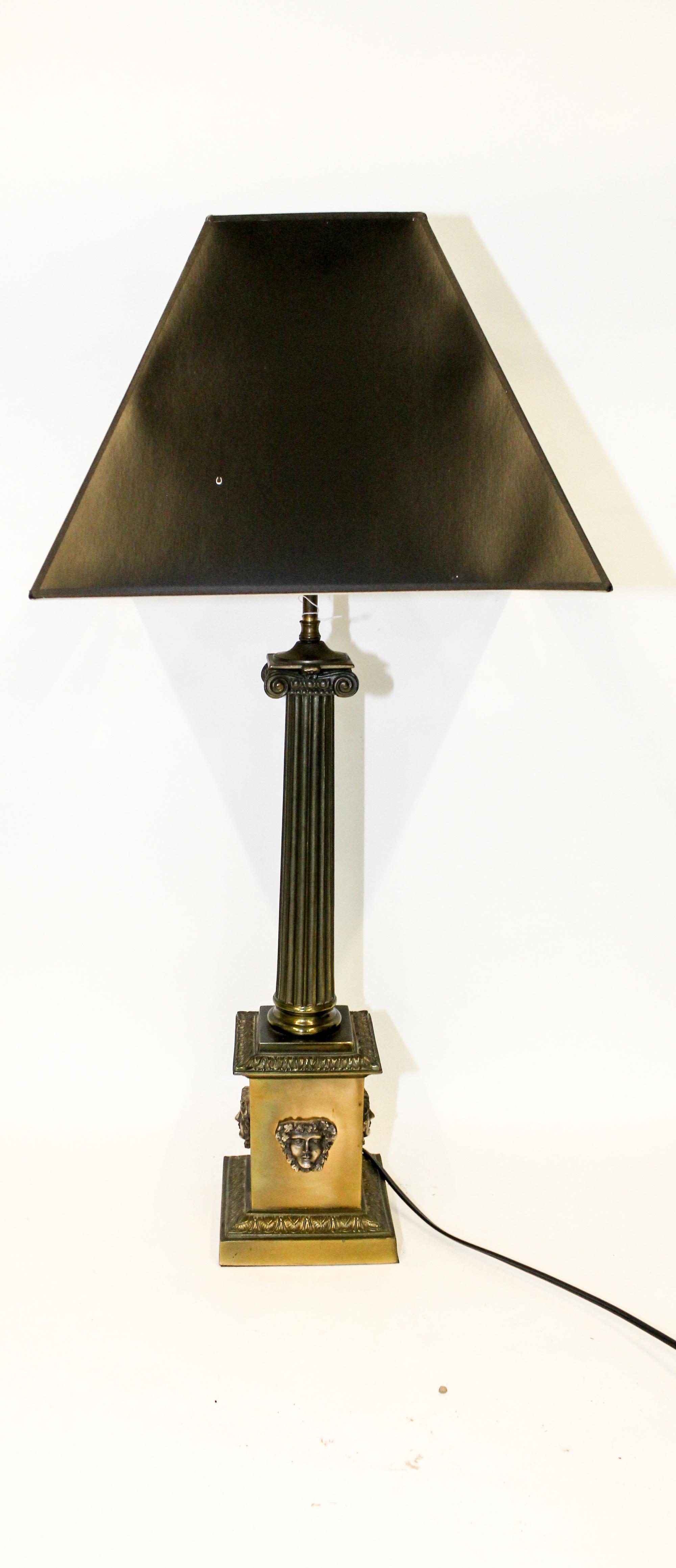 A Bronze Table Lamp Height overall 38 inches.