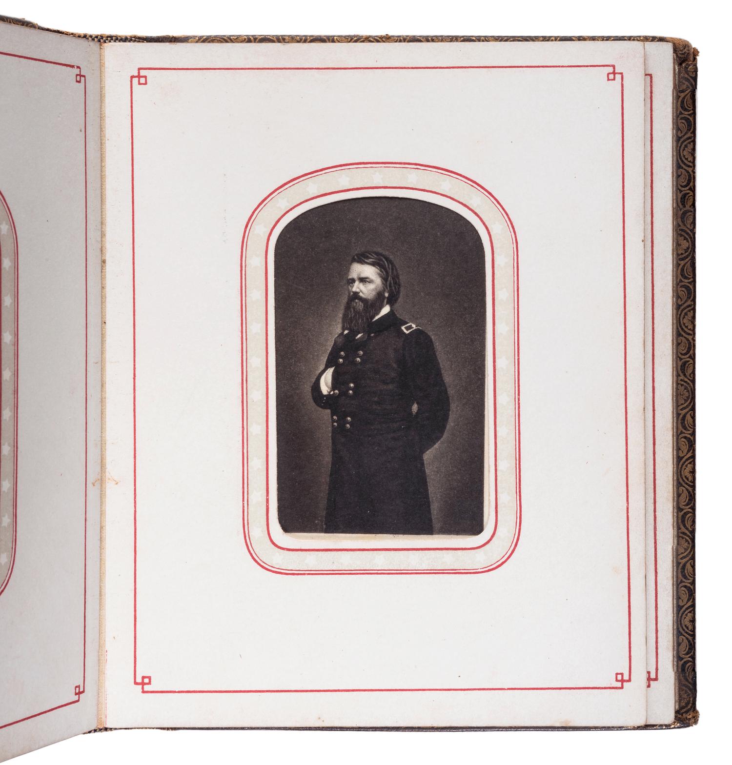 Patriotic album containing 24 engraved CDVs of Union generals. New York: Leavitt & Allen, 1862.