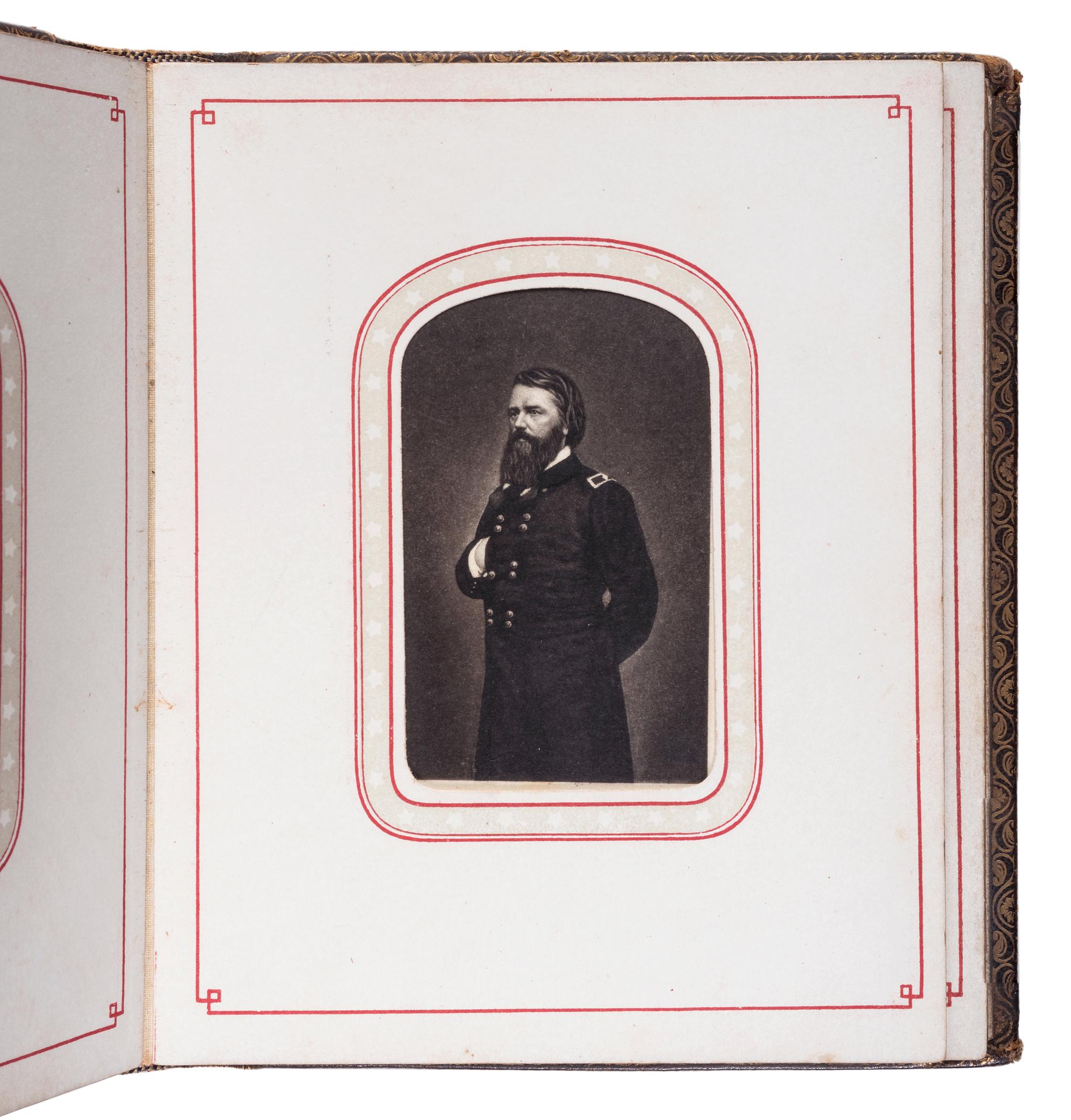 Patriotic album containing 24 engraved CDVs of Union generals. New York: Leavitt & Allen, 1862.