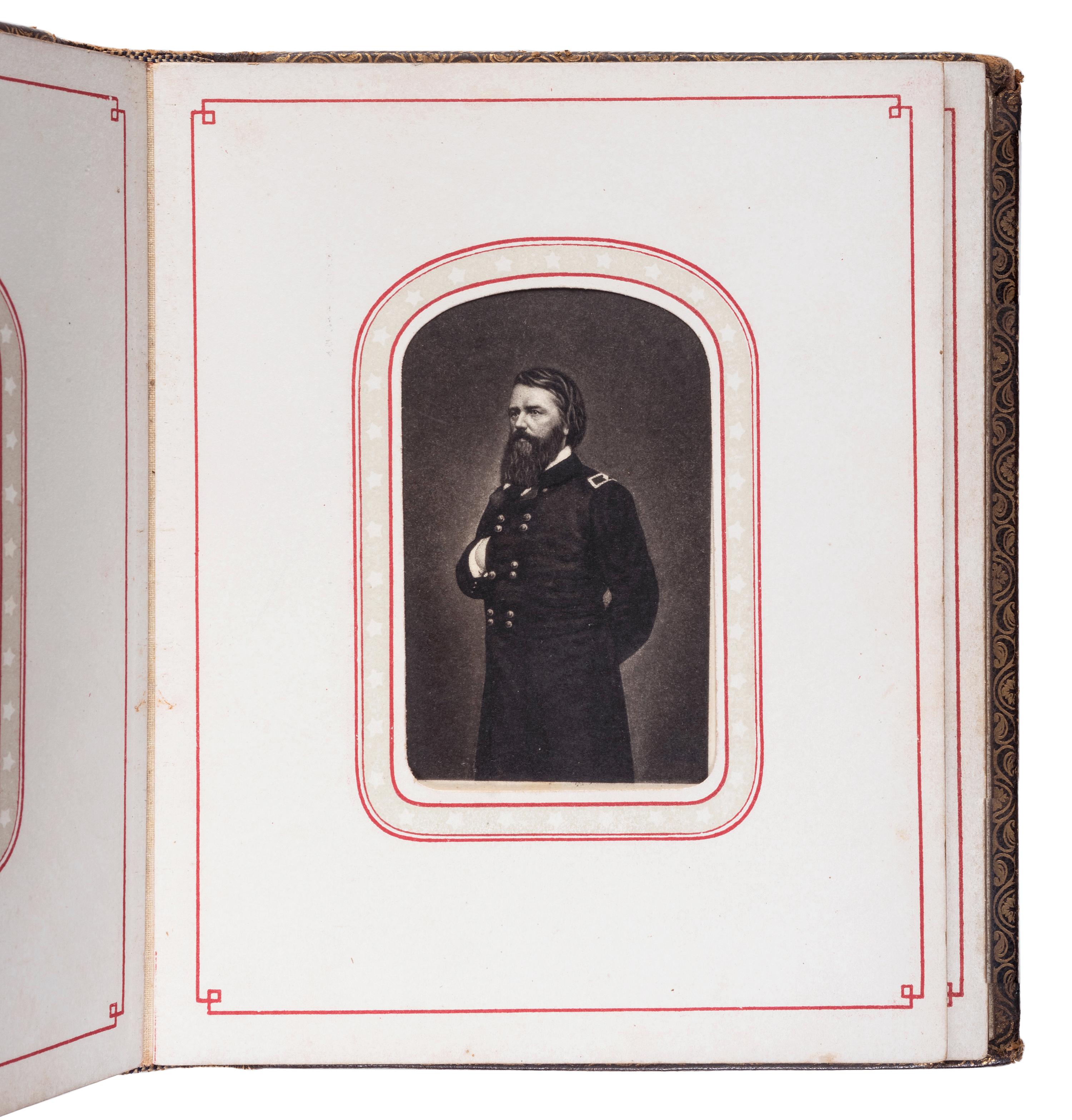 Patriotic album containing 24 engraved CDVs of Union generals. New York: Leavitt & Allen, 1862.