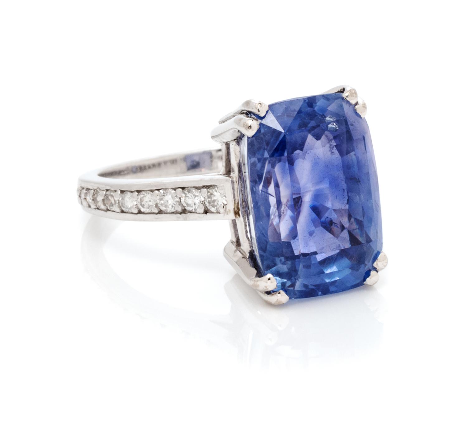 A Platinum, Sapphire and Diamond Ring, 5.10 dwts.
