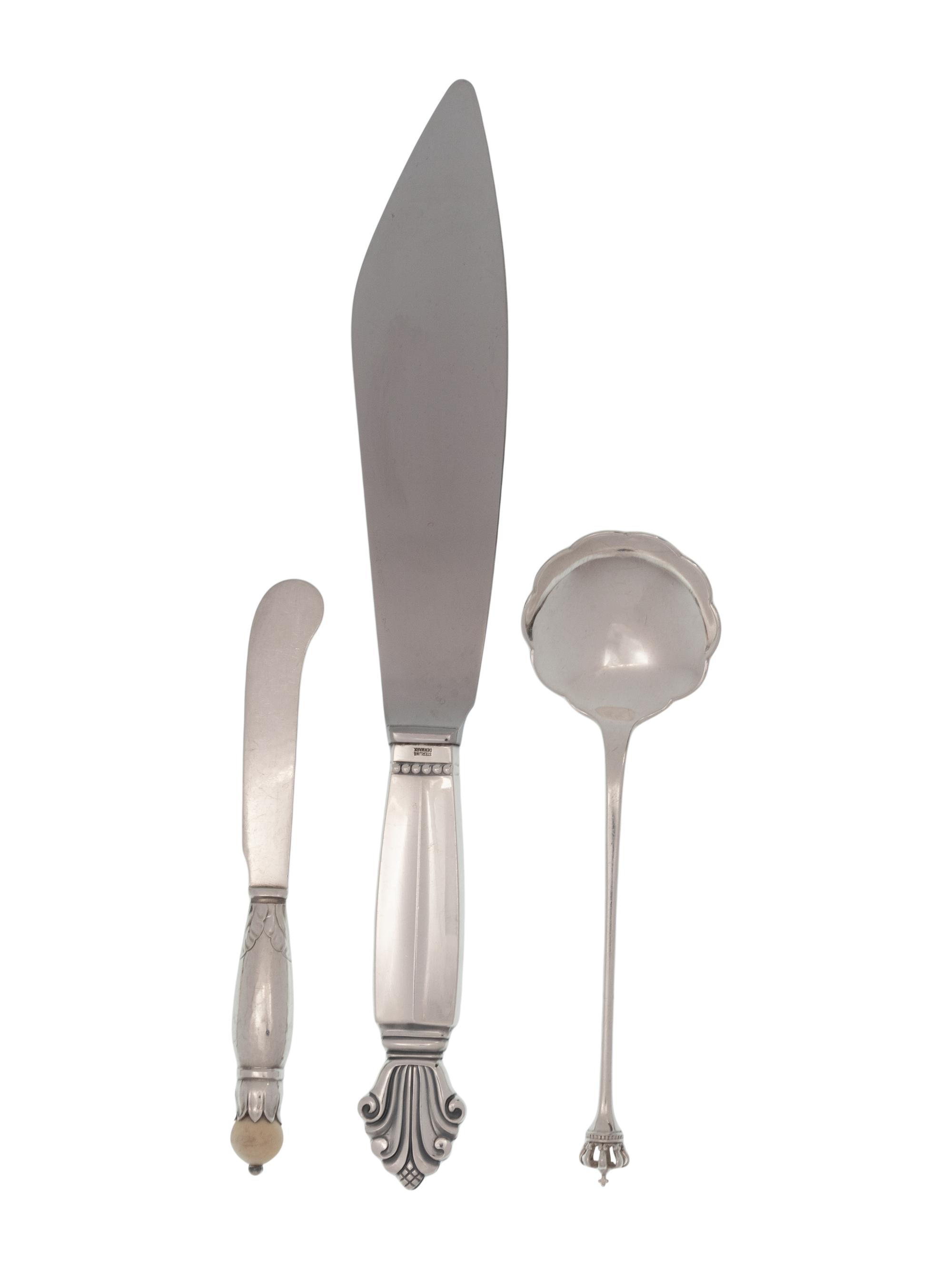Three Danish Silver Flatware Articles