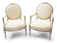 A Pair of Louis XVI Style Painted Fauteuils — LATE 19TH CENTURY