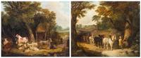 John Frederick Herring, Sr., (British, 1795-1865), The Farmyard and The Timber Wagon, 1840 (a pair of works)