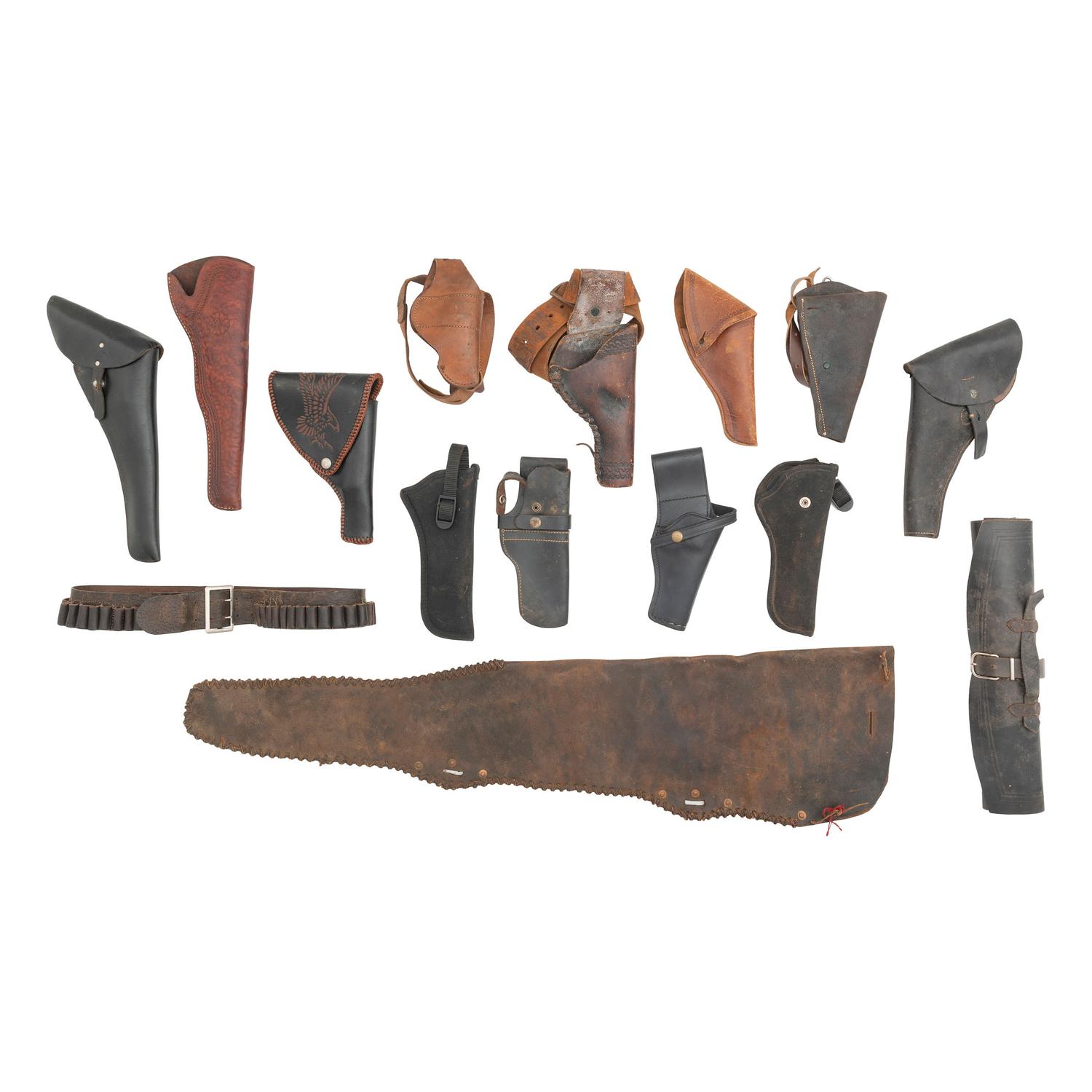 Lot of Vintage Western Style Leather Holsters with Franklin Mint Bowie