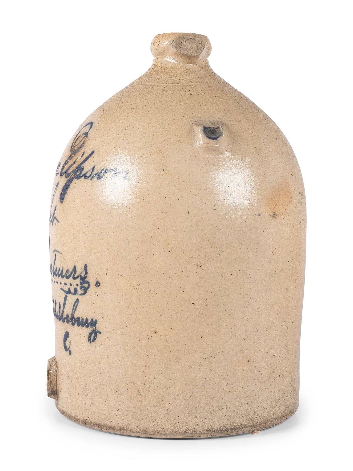 An Ohio Script Painted Stoneware Water Cooler