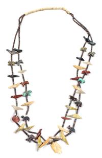 Zuni Two Strand Carved Fetish Necklace Length 30 inches