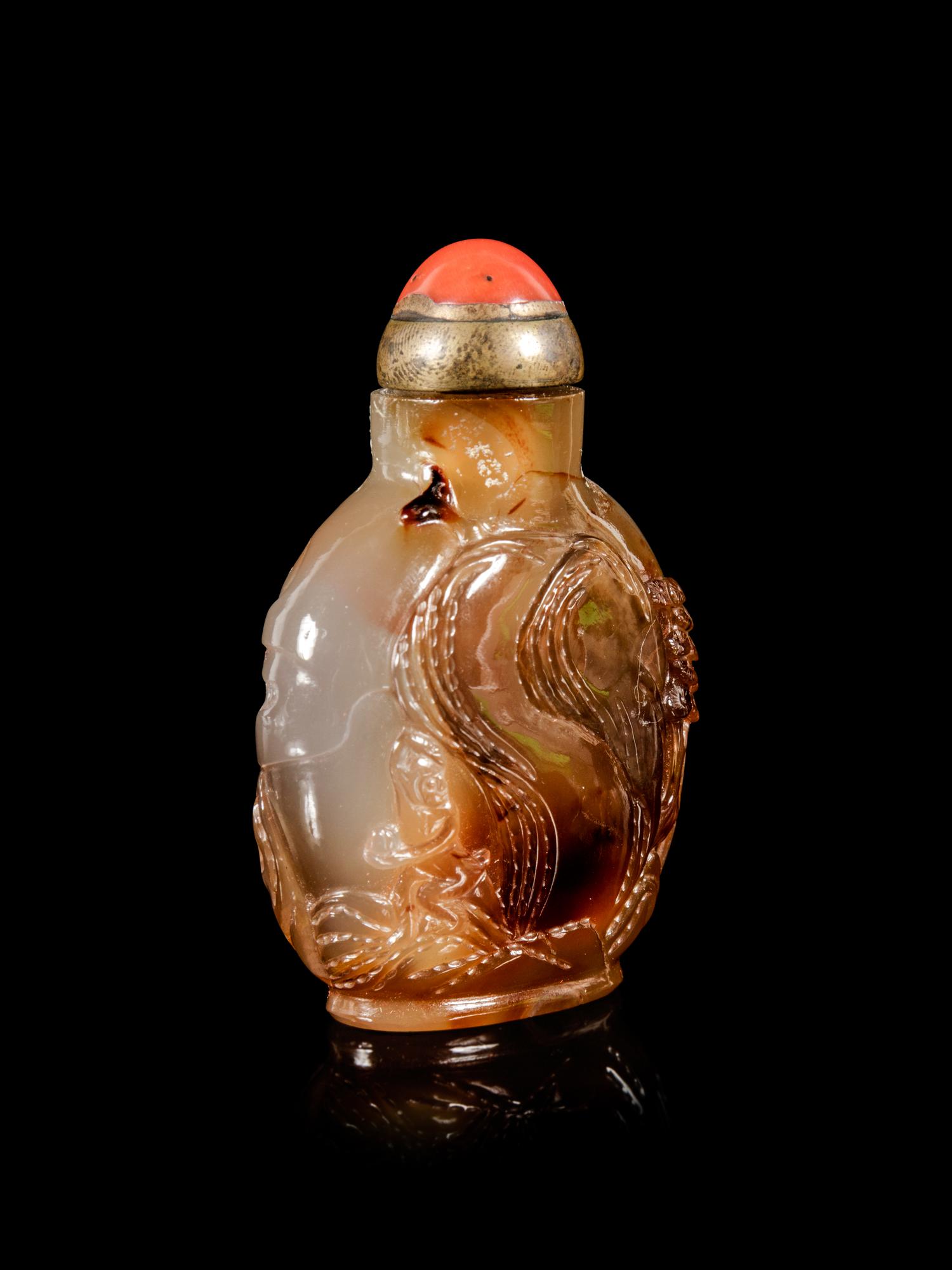 A Carved Agate Snuff Bottle