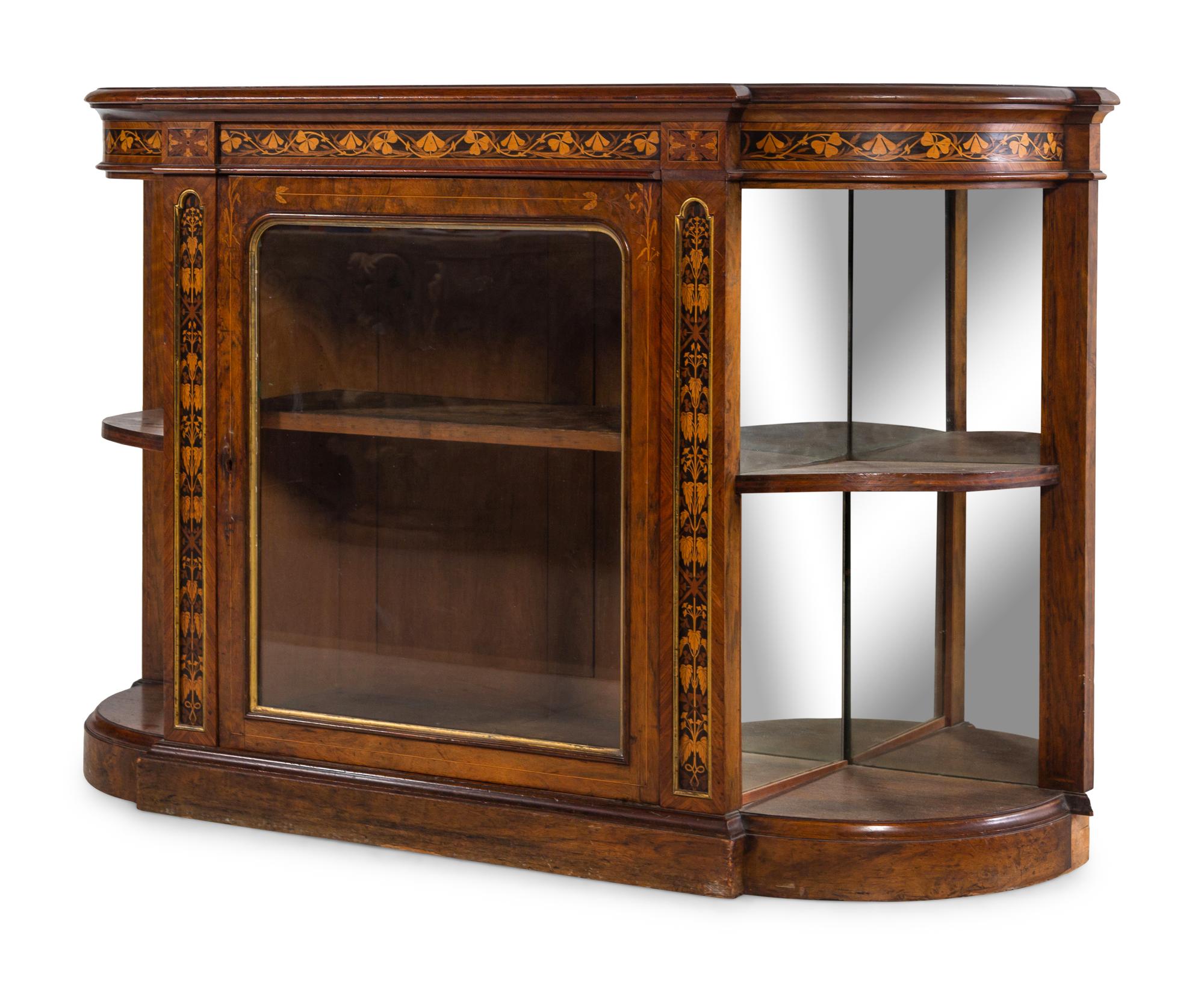 A Napoleon III Style Marquetry and Burl Walnut Console Cabinet