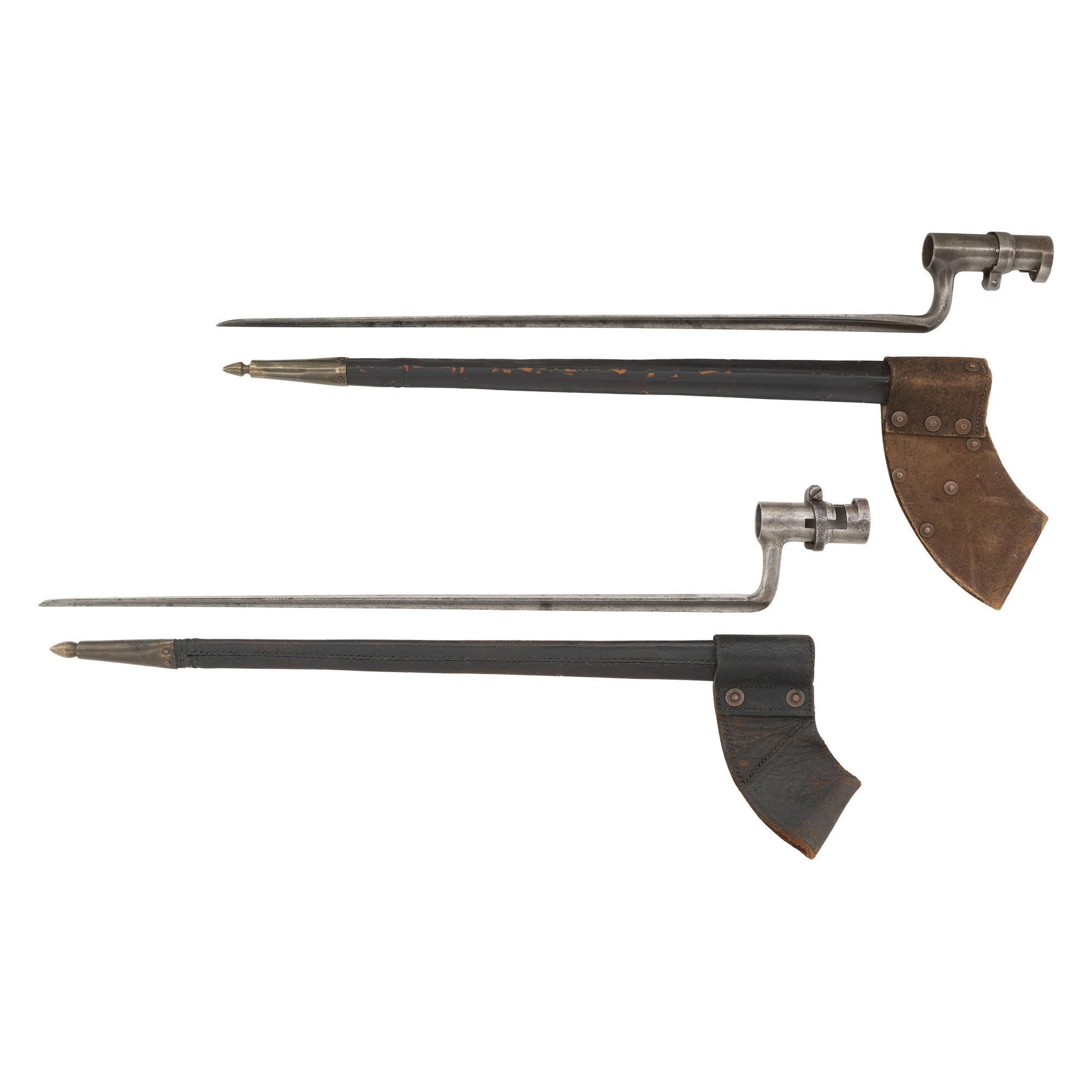 Lot of Two U.S. Civil War Socket Bayonets & Scabbards: Model 1835 and Model 1855