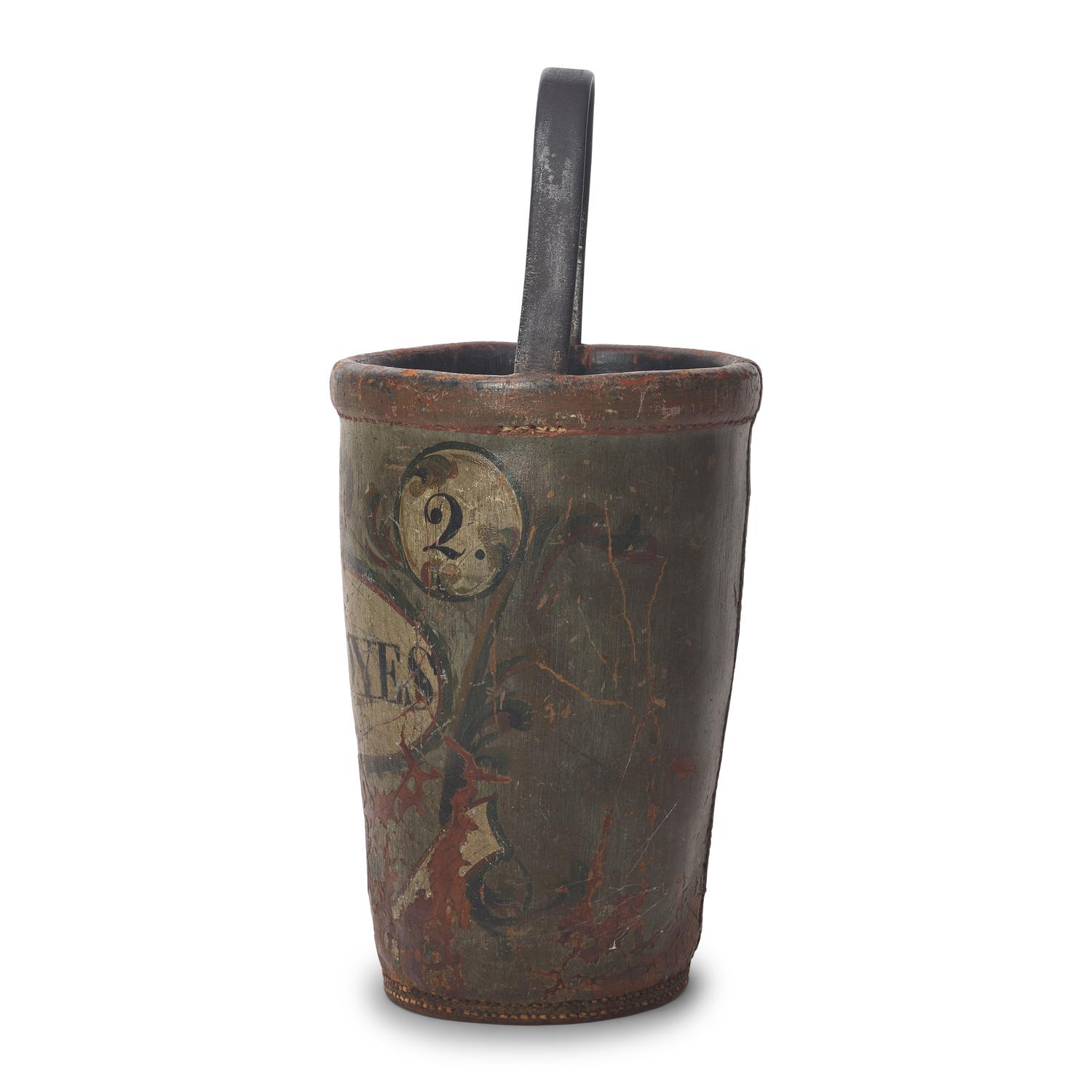 A Painted Leather Fire Bucket