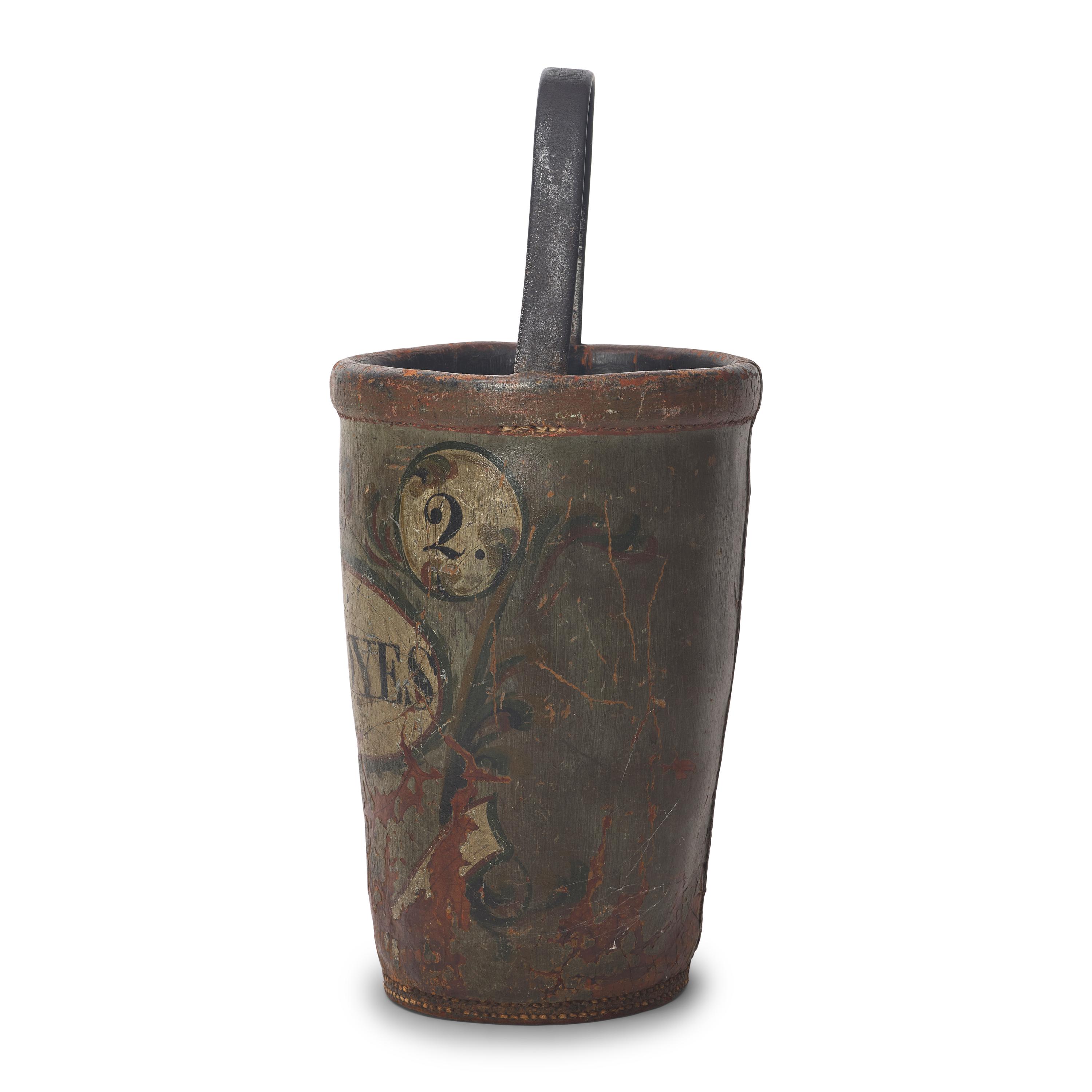 A Painted Leather Fire Bucket