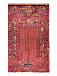 A Large Embroidered Silk 'Birthday' Panel
