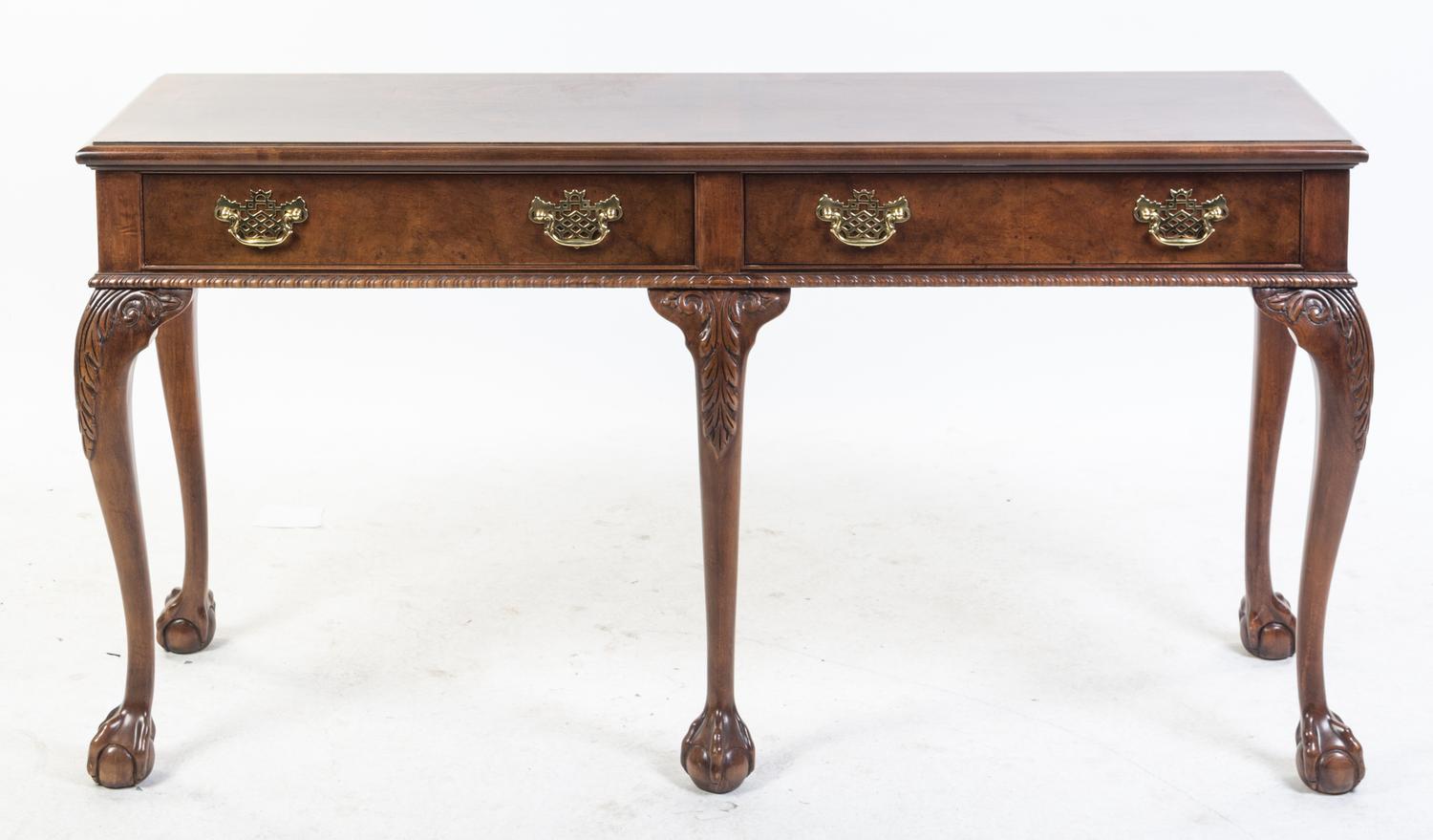 A Baker Chippendale Style Mahogany Console Table Height 28 1/2 x width 54 x depth 15 3/4 inches. — SECOND HALF 20TH CENTURY