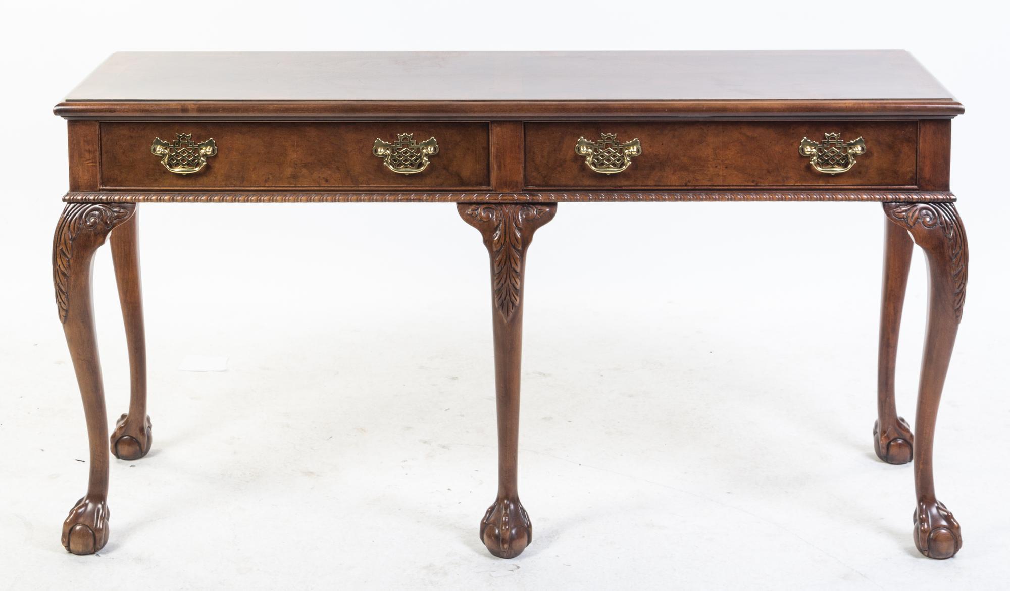 A Baker Chippendale Style Mahogany Console Table Height 28 1/2 x width 54 x depth 15 3/4 inches. — SECOND HALF 20TH CENTURY