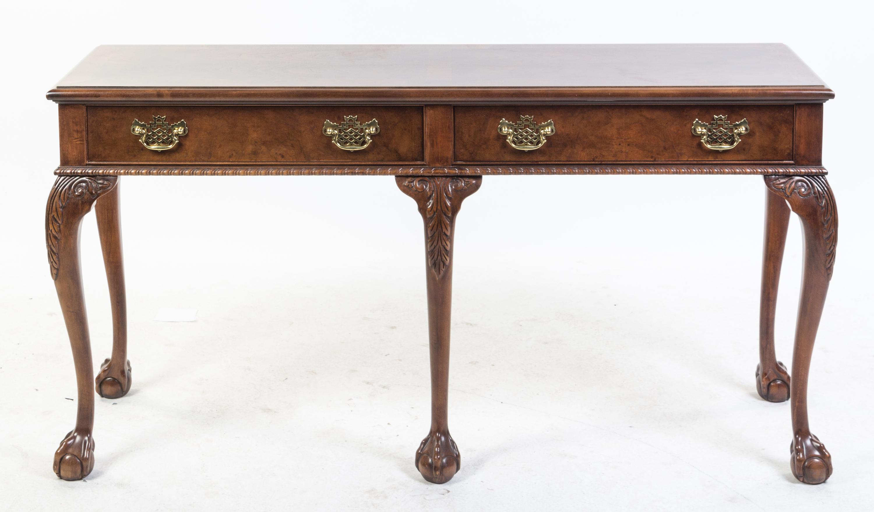A Baker Chippendale Style Mahogany Console Table Height 28 1/2 x width 54 x depth 15 3/4 inches. — SECOND HALF 20TH CENTURY