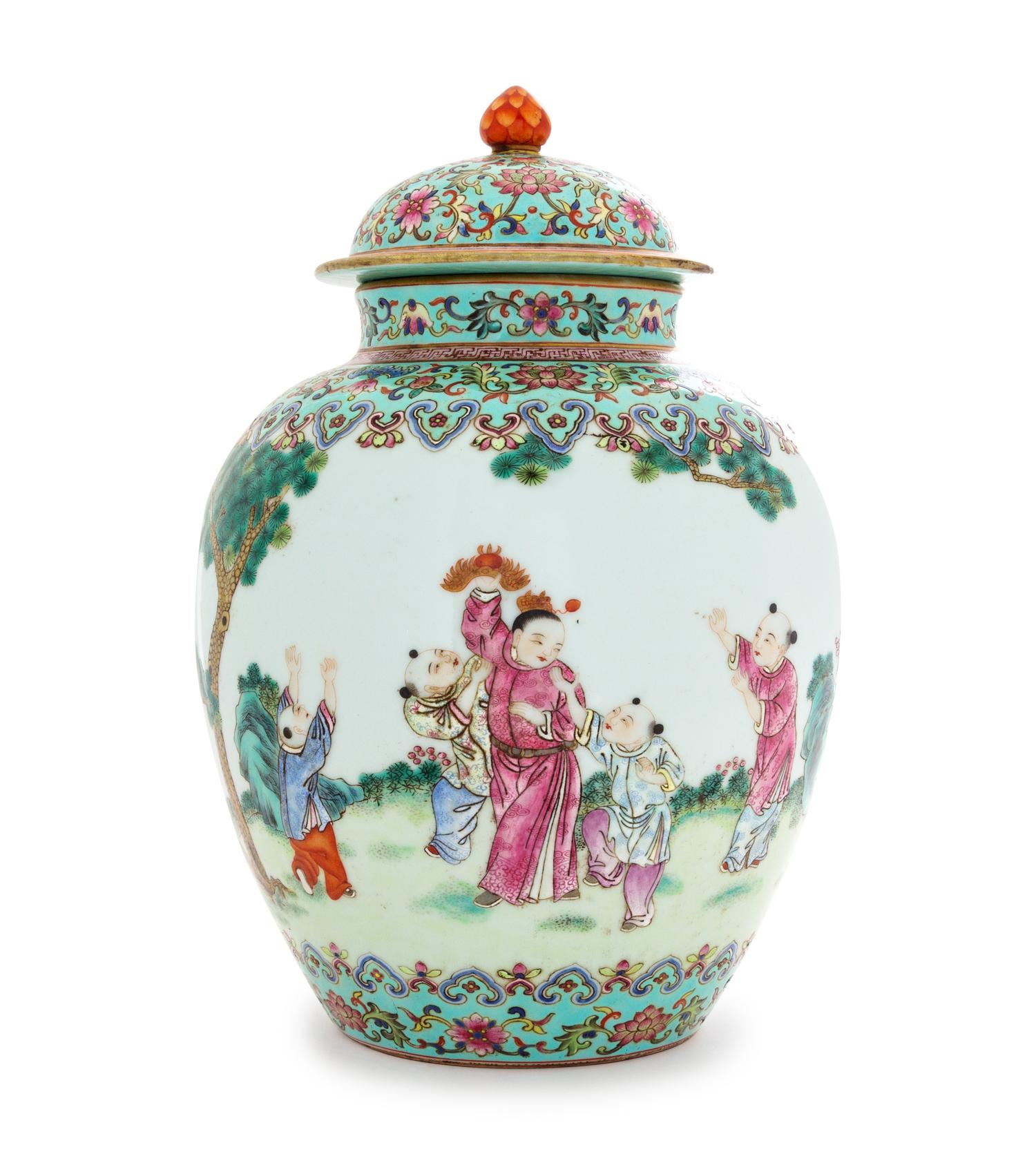 A Famille Rose Porcelain Covered Jar