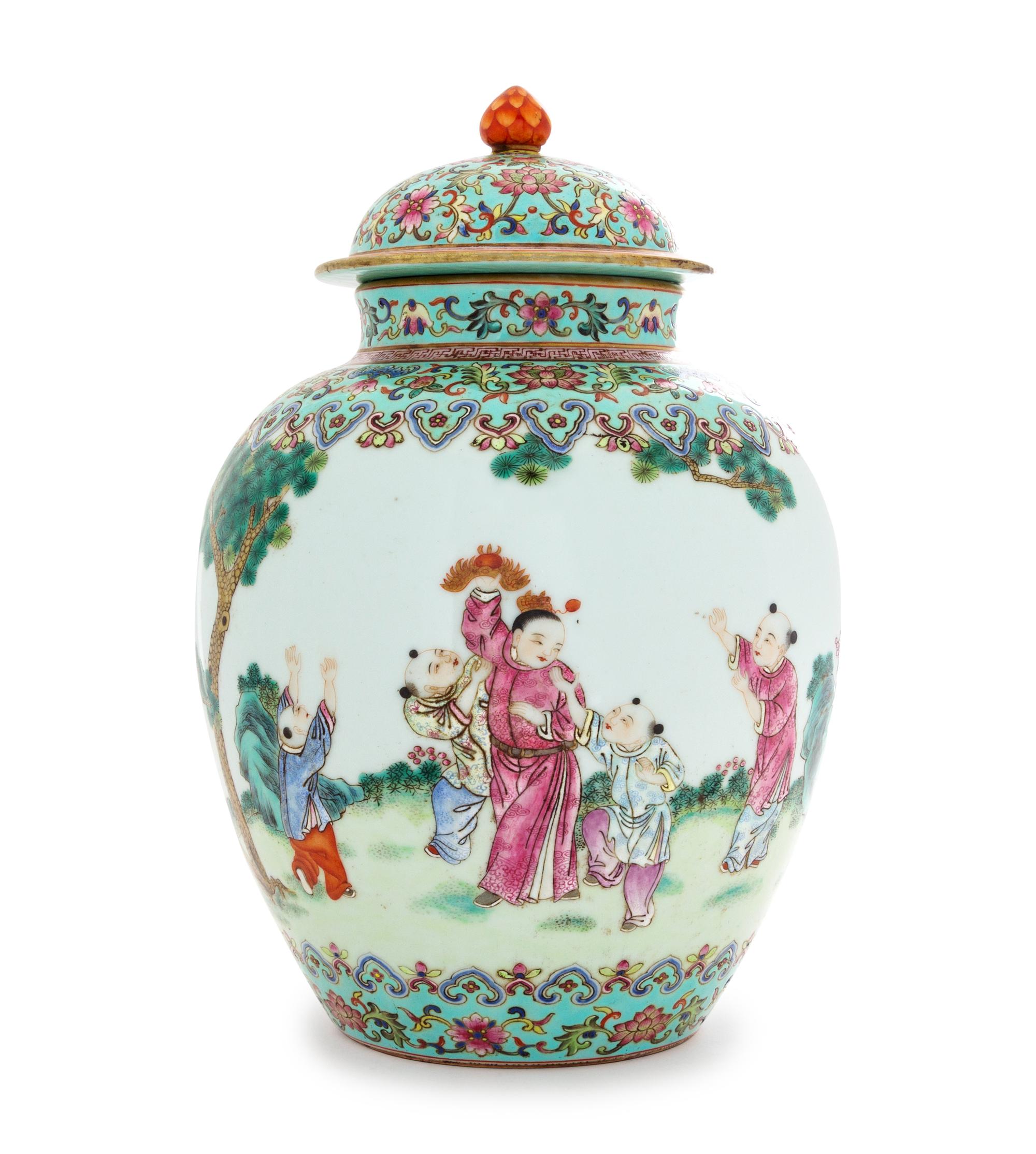 A Famille Rose Porcelain Covered Jar