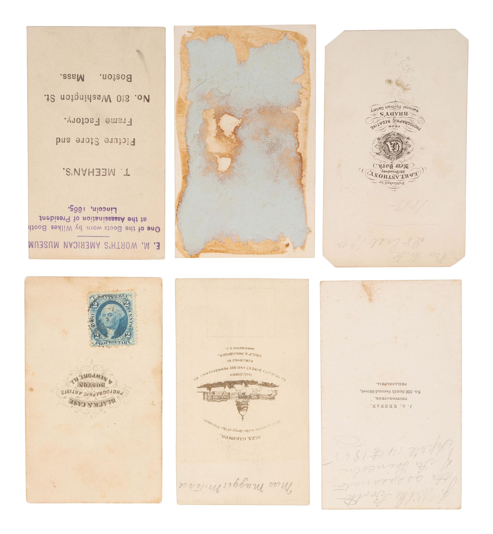 [LINCOLN ASSASSINATION]. A group of 14 CDVs of John Wilkes Booth, his family, love interests, and associates.