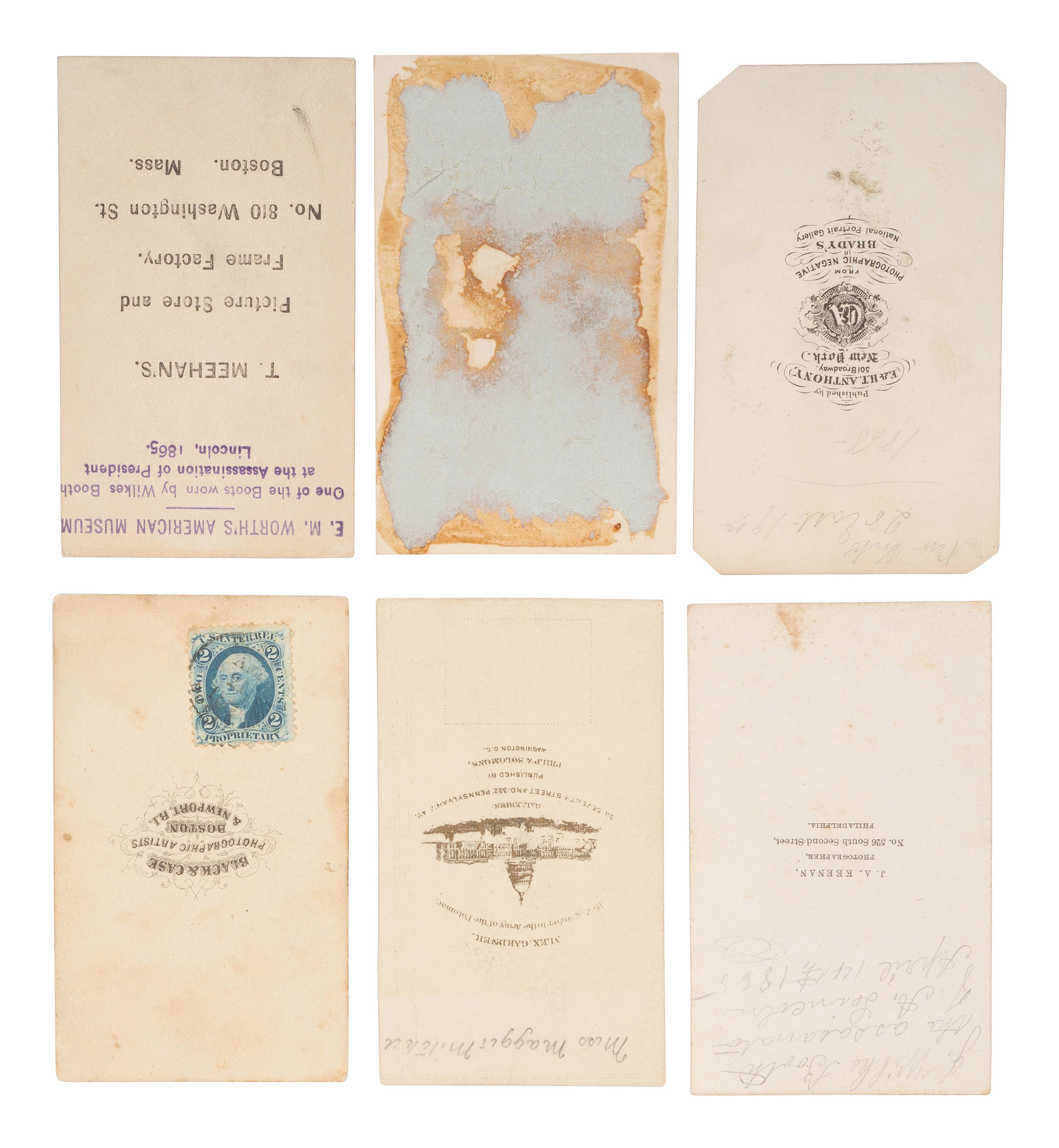 [LINCOLN ASSASSINATION]. A group of 14 CDVs of John Wilkes Booth, his family, love interests, and associates.
