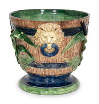 A Large Victorian Palissy-Ware Majolica Jardiniere