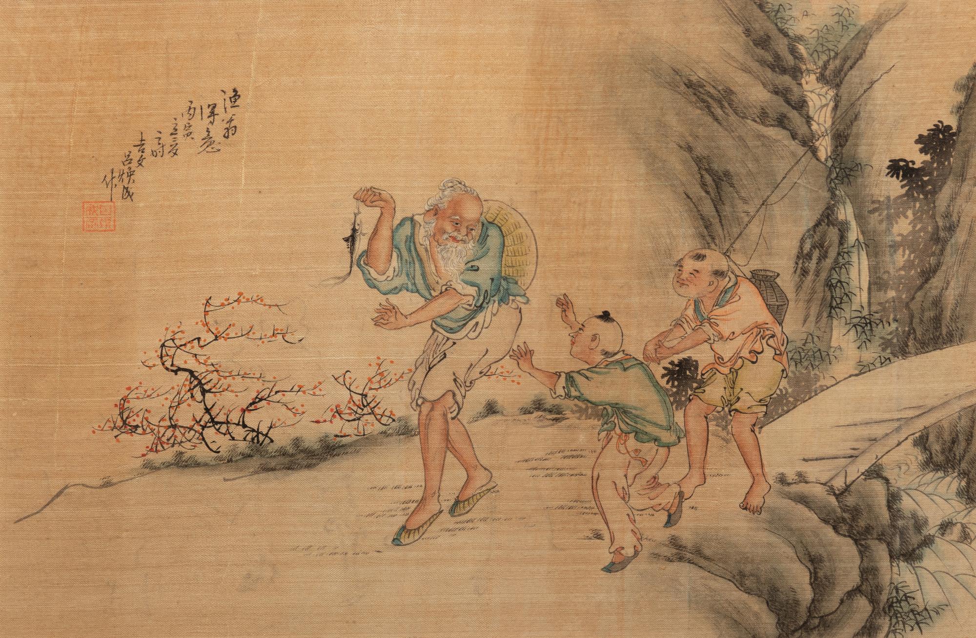 Six Chinese Ink and Color Paintings on Silk