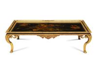 A Continental Giltwood and Chinese Lacquer Low Table