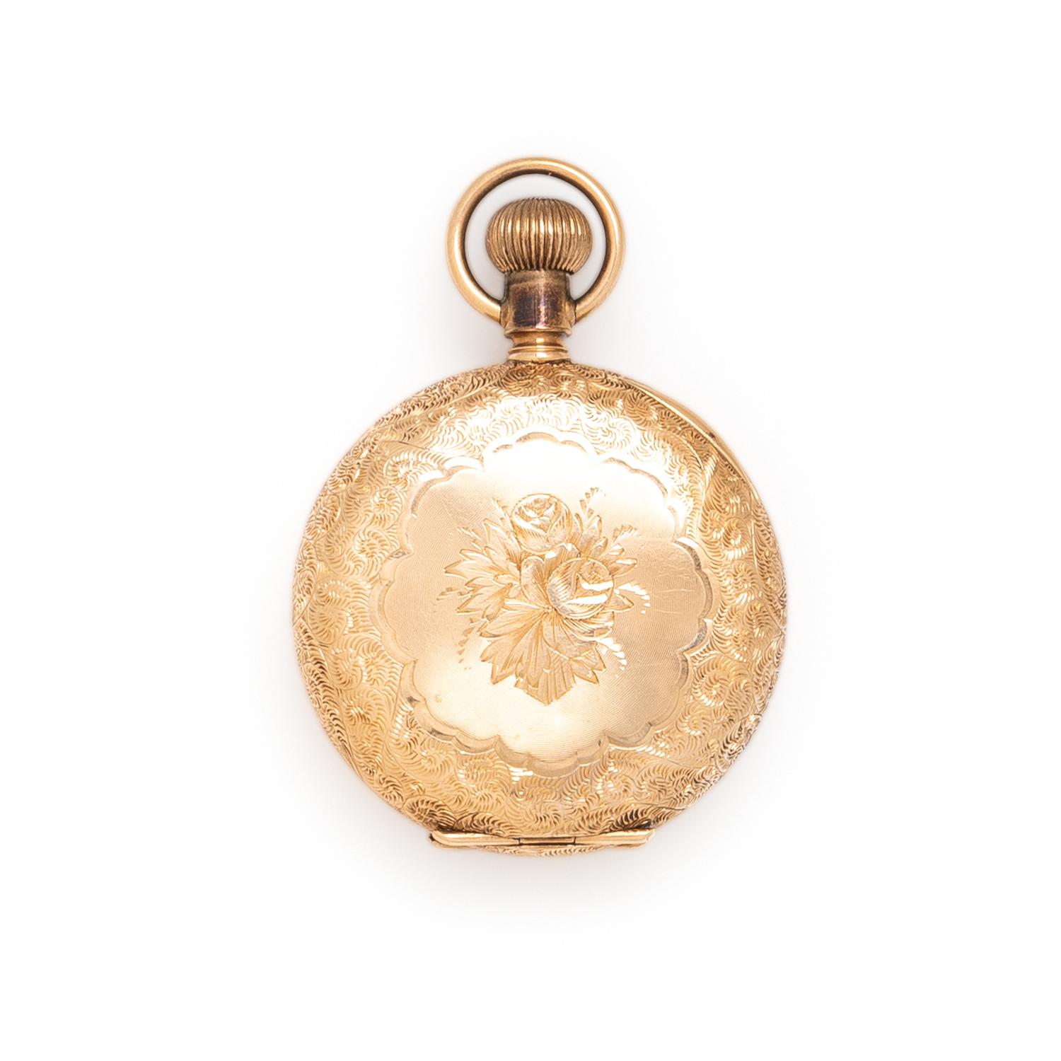 AMERICAN WALTHAM WATCH CO., YELLOW GOLD POCKET WATCH AND CHAIN