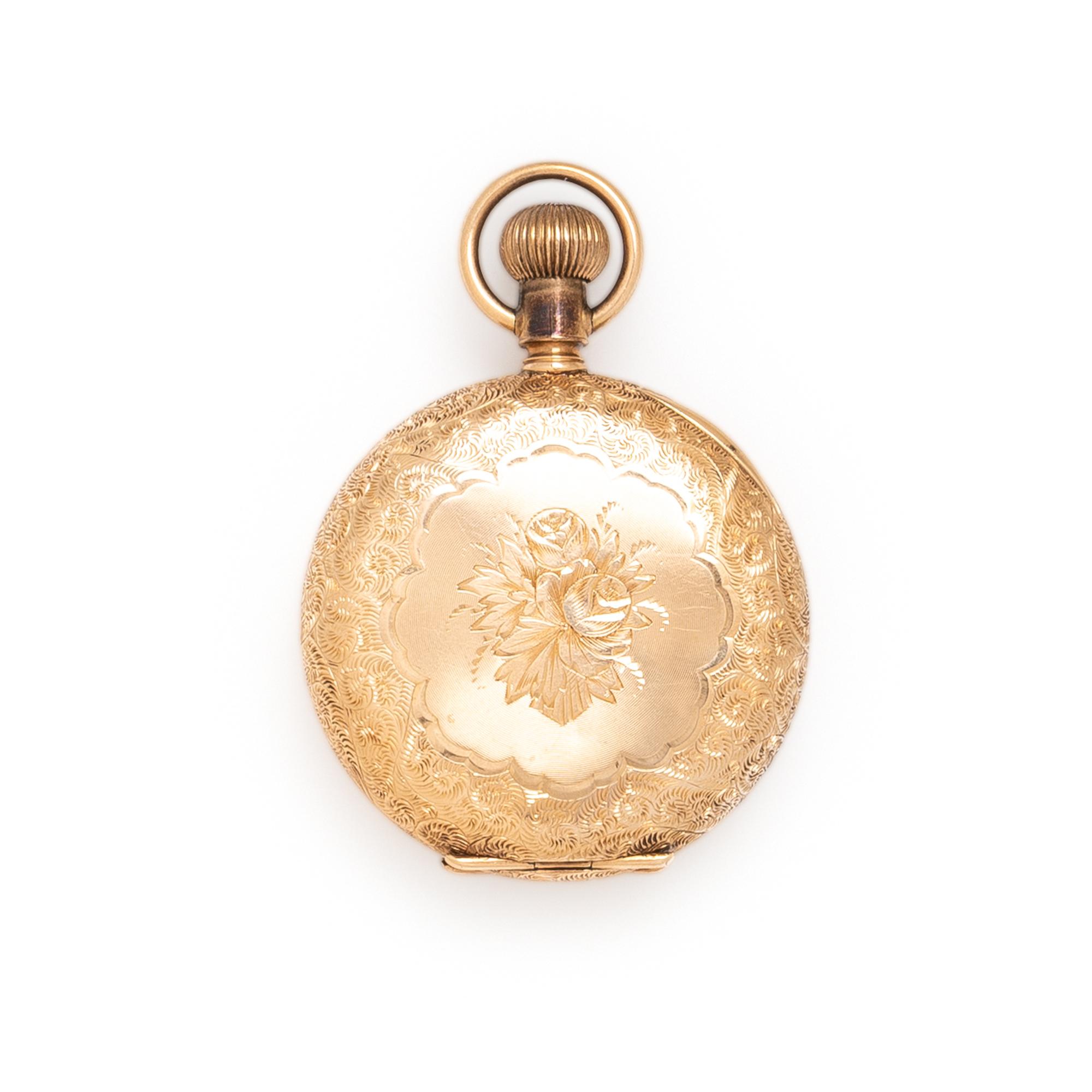 AMERICAN WALTHAM WATCH CO., YELLOW GOLD POCKET WATCH AND CHAIN