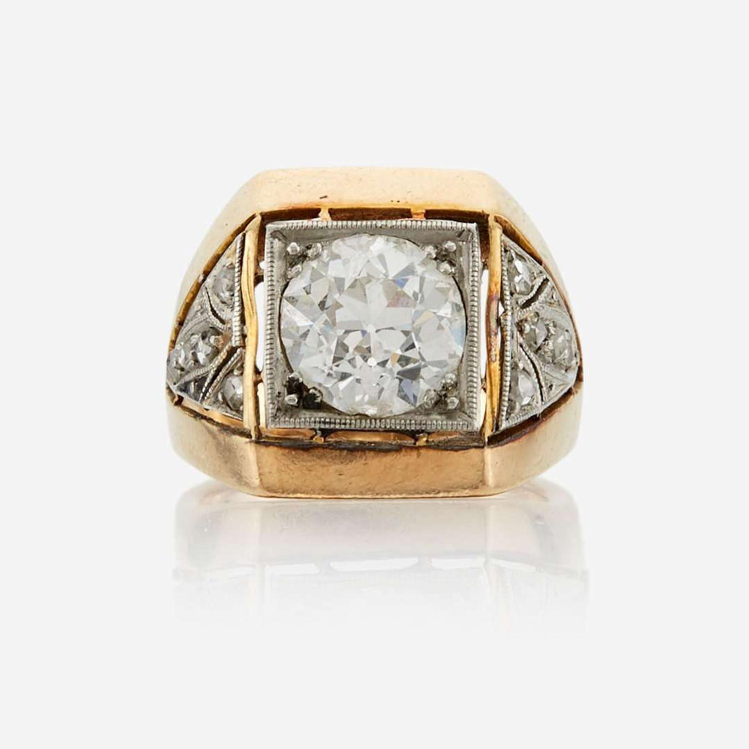 A diamond, gold, and platinum ring