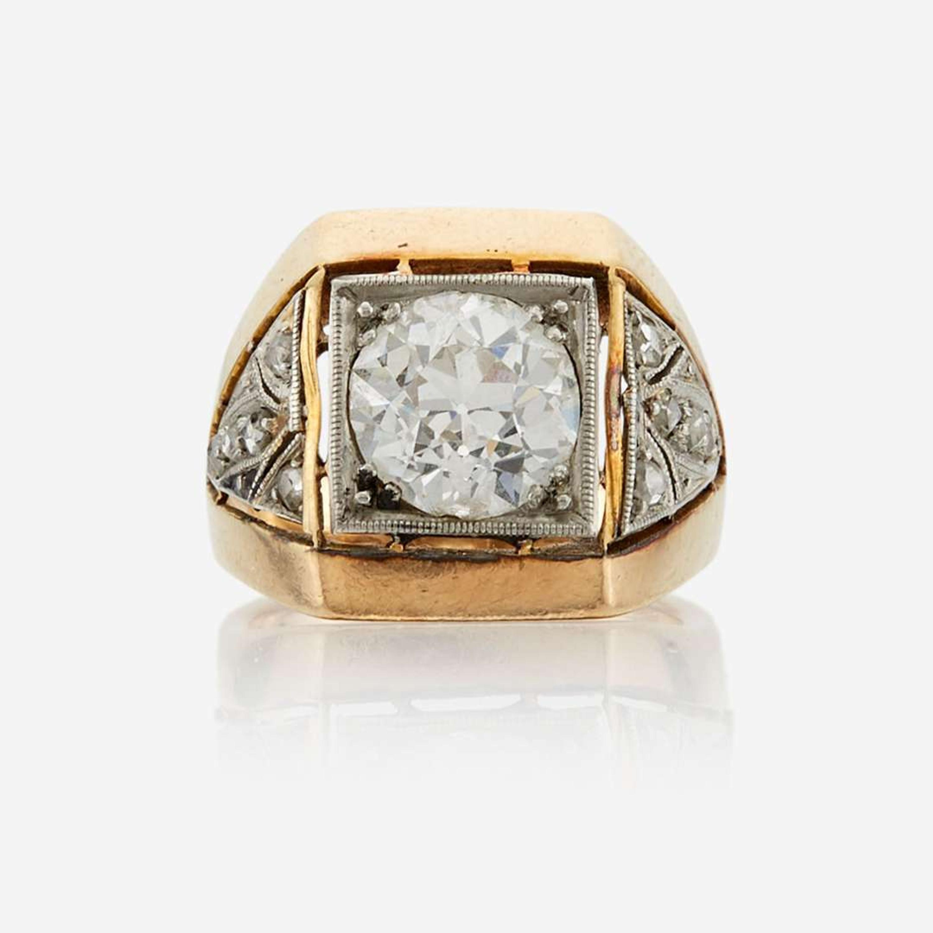 A diamond, gold, and platinum ring