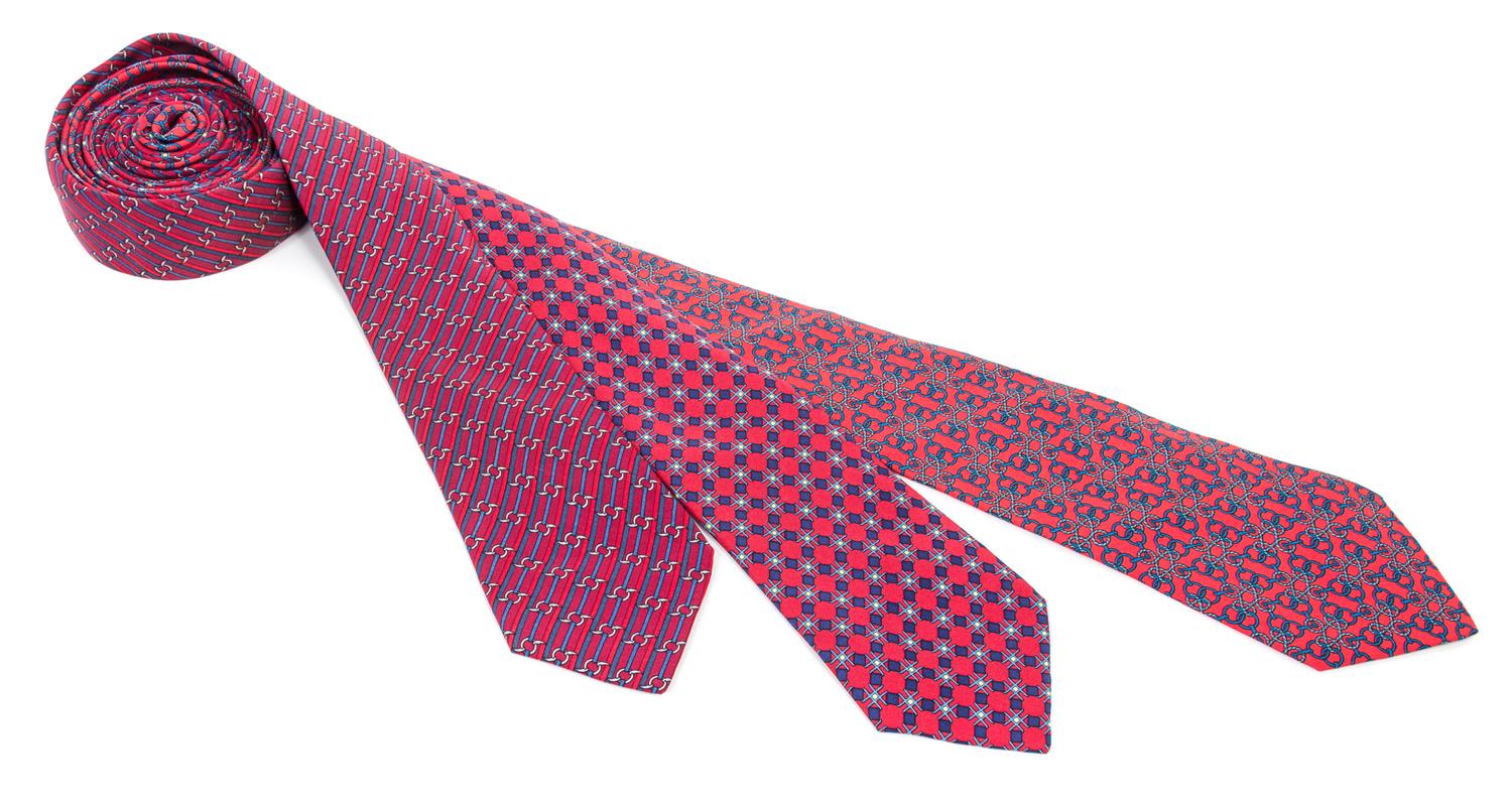 A Group of Three Hermes Silk Ties,
