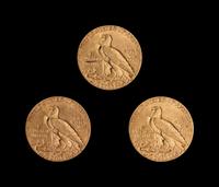 A Group of Three 1928 Indian Head $2.50 Gold Coins