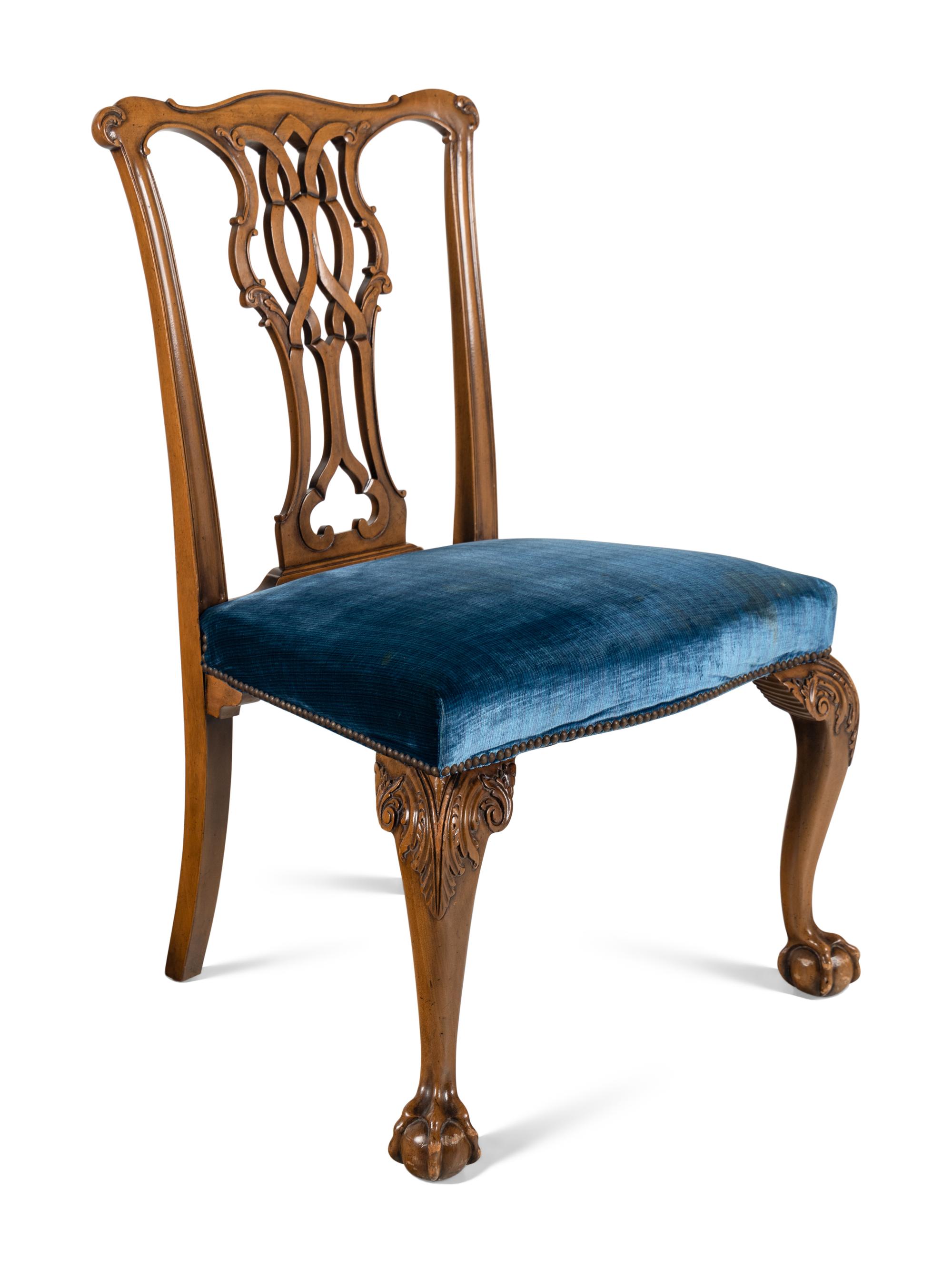 A Set of Ten George III Style Carved Mahogany Dining Chairs