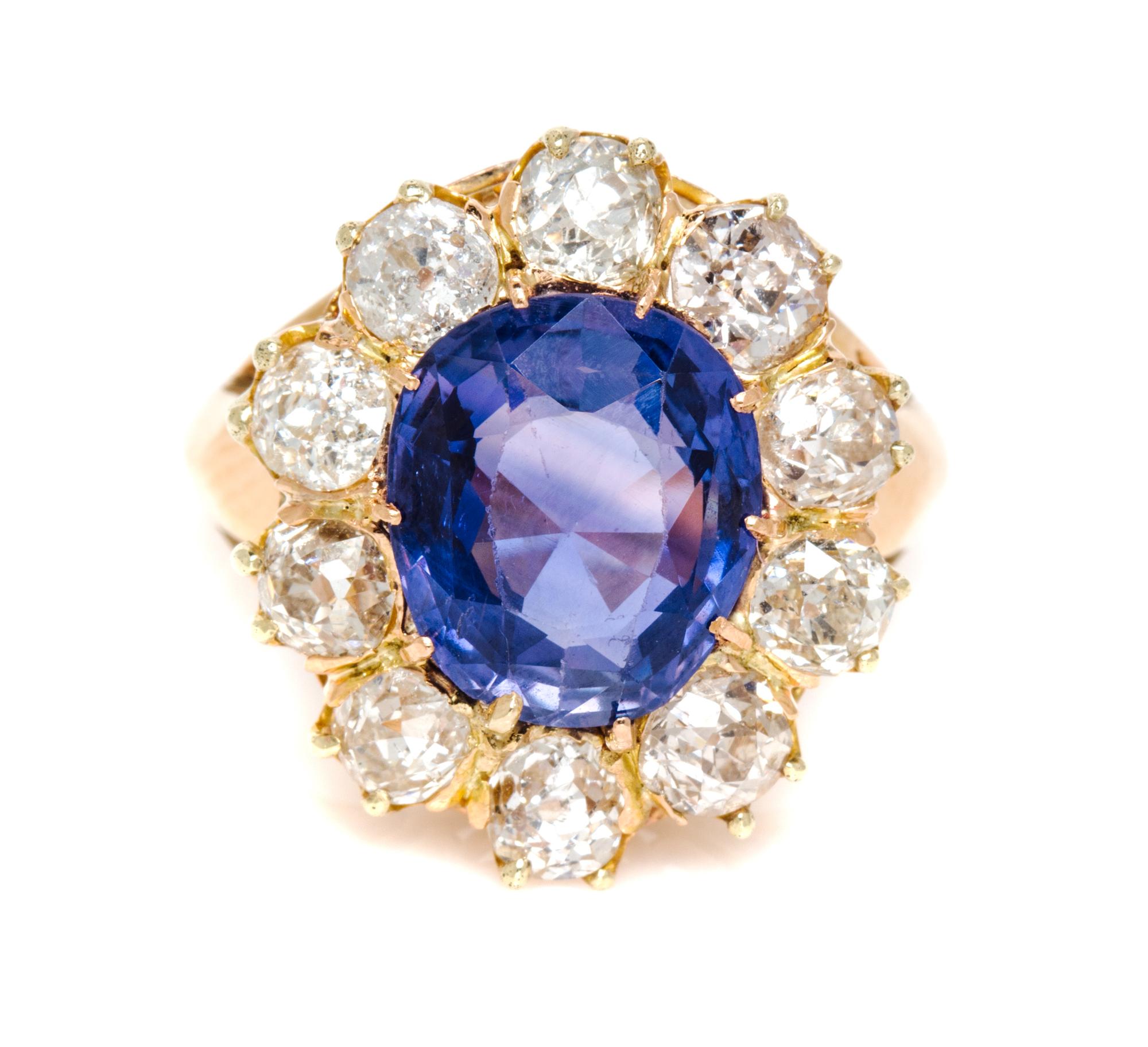 A Georgian Silver Topped Gold, Diamond and Enamel Ring, 2.40 dwts.